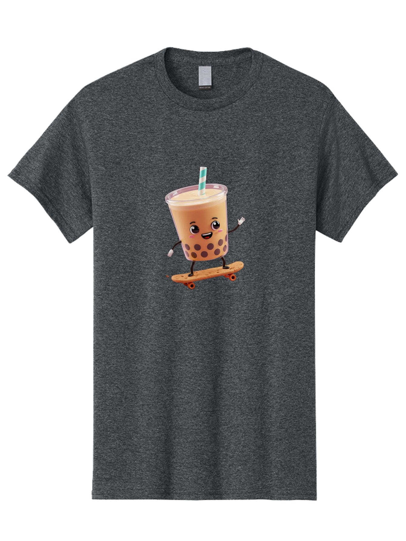 Boba-Tea-7 Men'S Graphic Tee, 100% Cotton, Comfortable Casual Summer Wear, Machine Washable, Boba Tea, Cartoon Character, Skateboarding, Fun Beverage, Playful Drink, Milk Tea, Tapioca Pearls, Smiling Face, Straw, Action Pose, Bac665 12