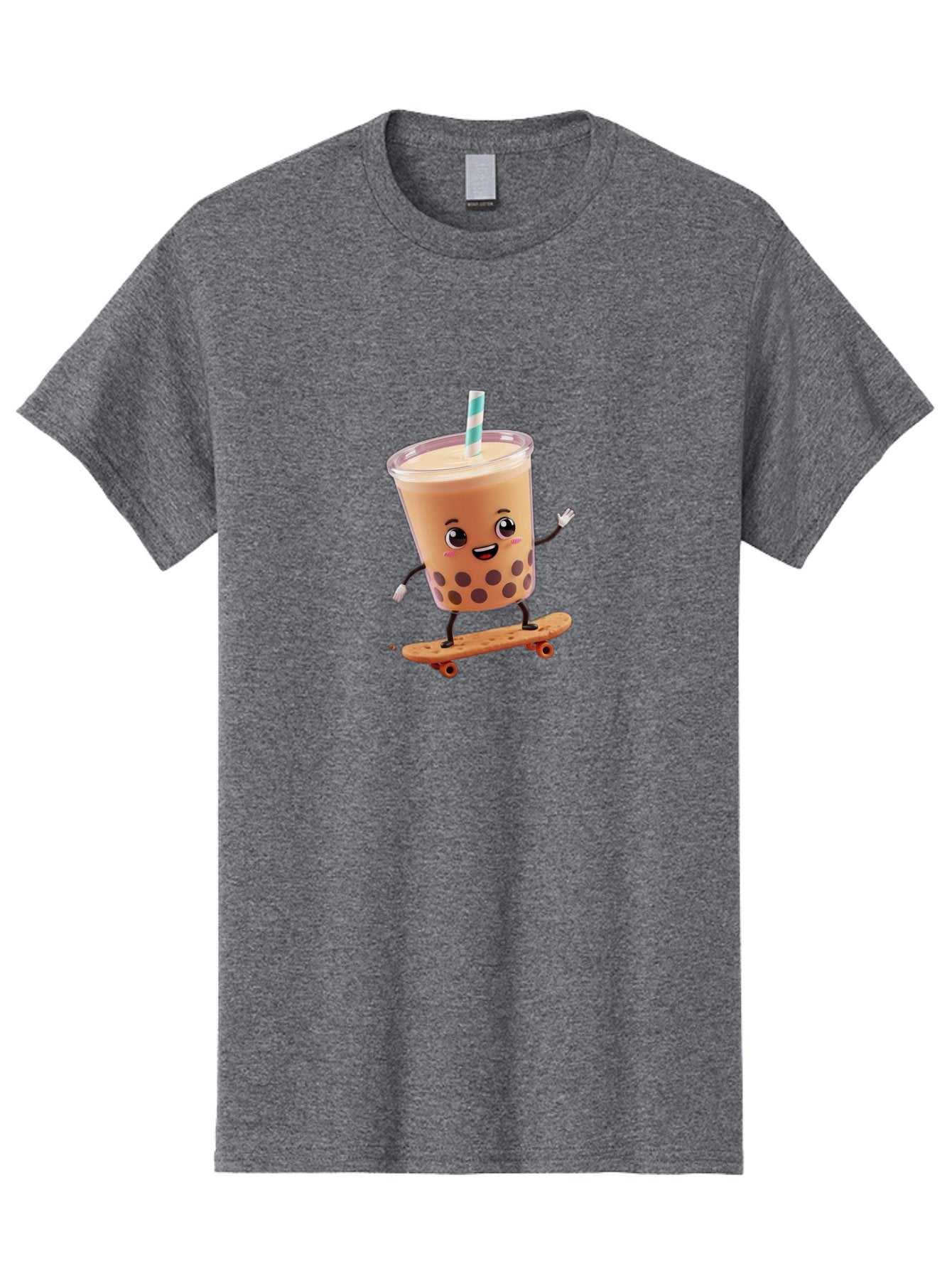 Boba-Tea-7 Men'S Graphic Tee, 100% Cotton, Comfortable Casual Summer Wear, Machine Washable, Boba Tea, Cartoon Character, Skateboarding, Fun Beverage, Playful Drink, Milk Tea, Tapioca Pearls, Smiling Face, Straw, Action Pose, Bac665 14
