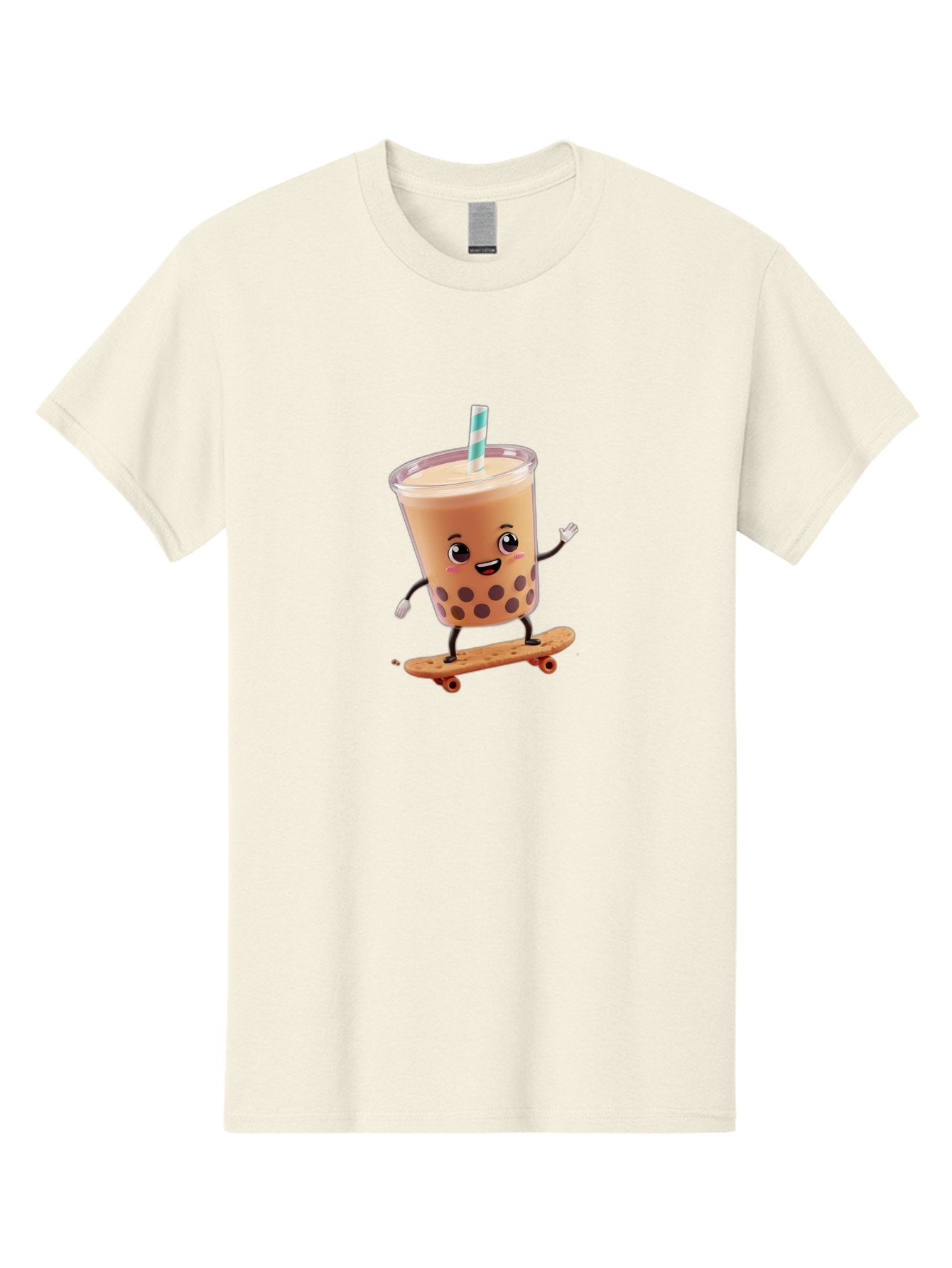 Boba-Tea-7 Men'S Graphic Tee, 100% Cotton, Comfortable Casual Summer Wear, Machine Washable, Boba Tea, Cartoon Character, Skateboarding, Fun Beverage, Playful Drink, Milk Tea, Tapioca Pearls, Smiling Face, Straw, Action Pose, Bac665 6