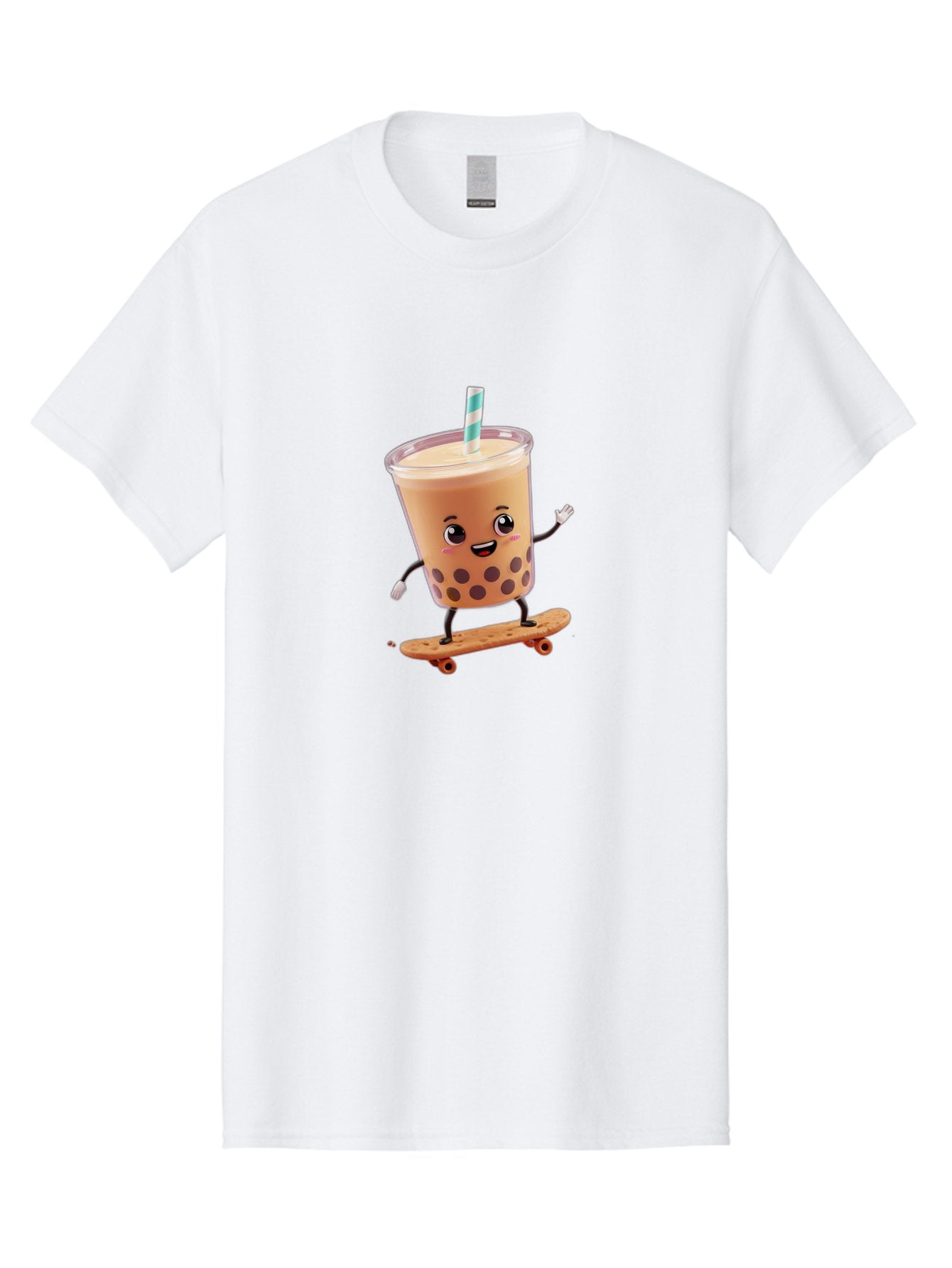 Boba-Tea-7 Men'S Graphic Tee, 100% Cotton, Comfortable Casual Summer Wear, Machine Washable, Boba Tea, Cartoon Character, Skateboarding, Fun Beverage, Playful Drink, Milk Tea, Tapioca Pearls, Smiling Face, Straw, Action Pose, Bac665 7