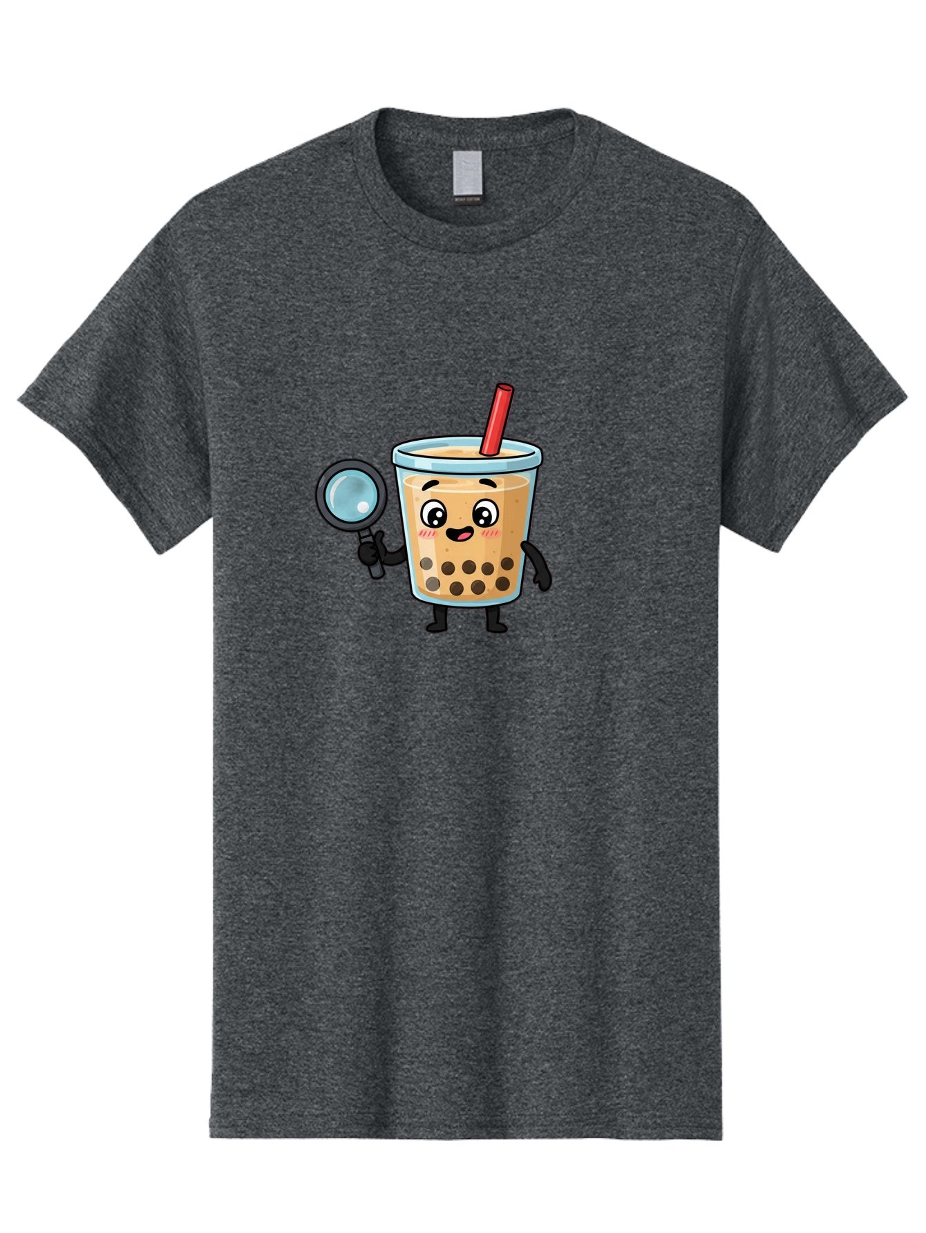 Boba-Tea-8 Men'S Graphic Tee, 100% Cotton, Comfortable Casual Summer Wear, Machine Washable, Boba Tea Character, Cartoon Bubble Tea, Kawaii Boba, Magnifying Glass, Detective Tea, Cute Drink, Bubble Tea Mascot, Tea With Straw, Bac666 7