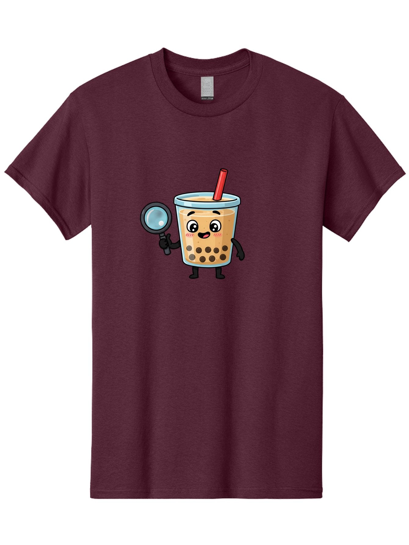 Boba-Tea-8 Men'S Graphic Tee, 100% Cotton, Comfortable Casual Summer Wear, Machine Washable, Boba Tea Character, Cartoon Bubble Tea, Kawaii Boba, Magnifying Glass, Detective Tea, Cute Drink, Bubble Tea Mascot, Tea With Straw, Bac666 9