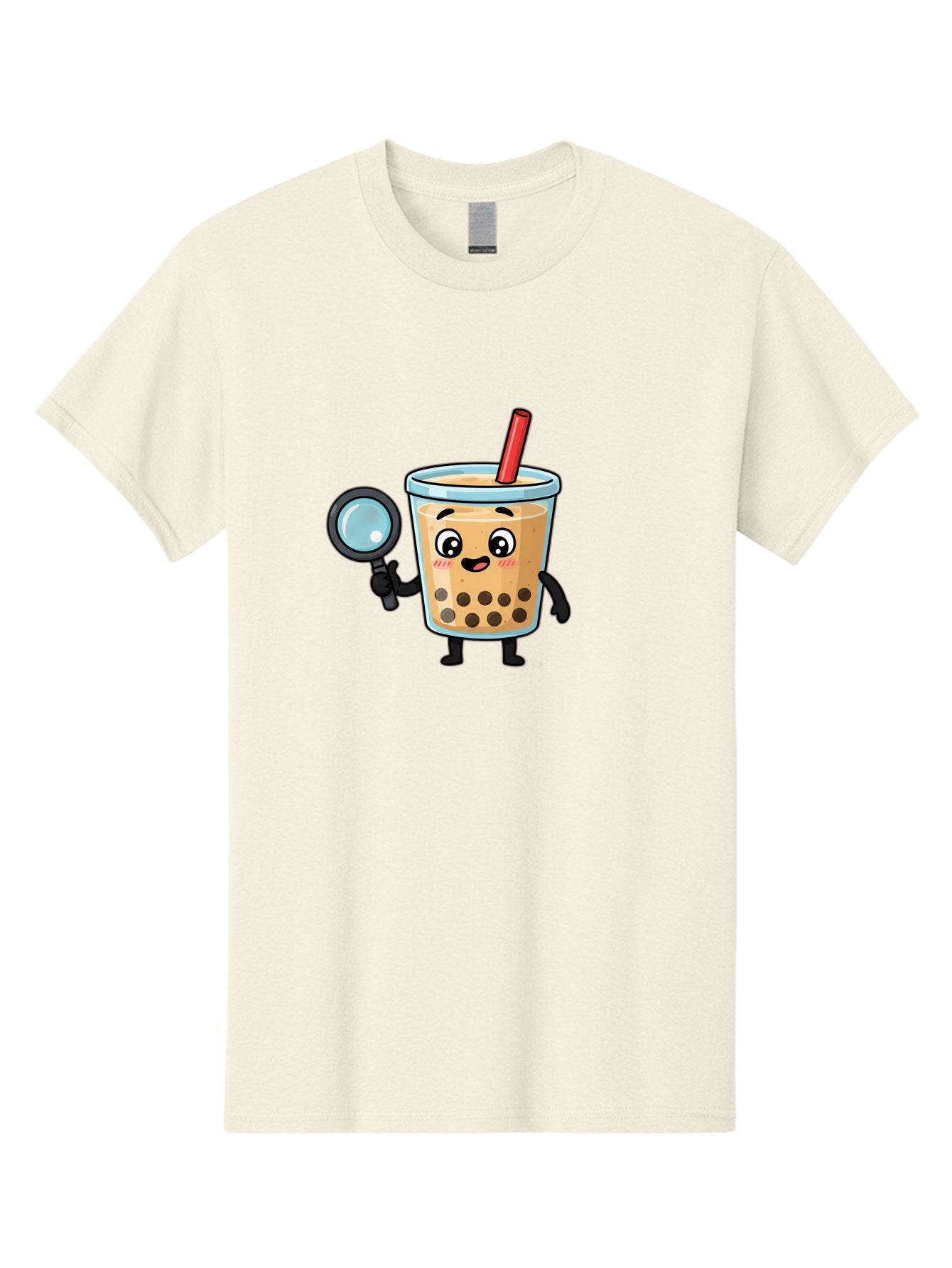 Boba-Tea-8 Men'S Graphic Tee, 100% Cotton, Comfortable Casual Summer Wear, Machine Washable, Boba Tea Character, Cartoon Bubble Tea, Kawaii Boba, Magnifying Glass, Detective Tea, Cute Drink, Bubble Tea Mascot, Tea With Straw, Bac666 12