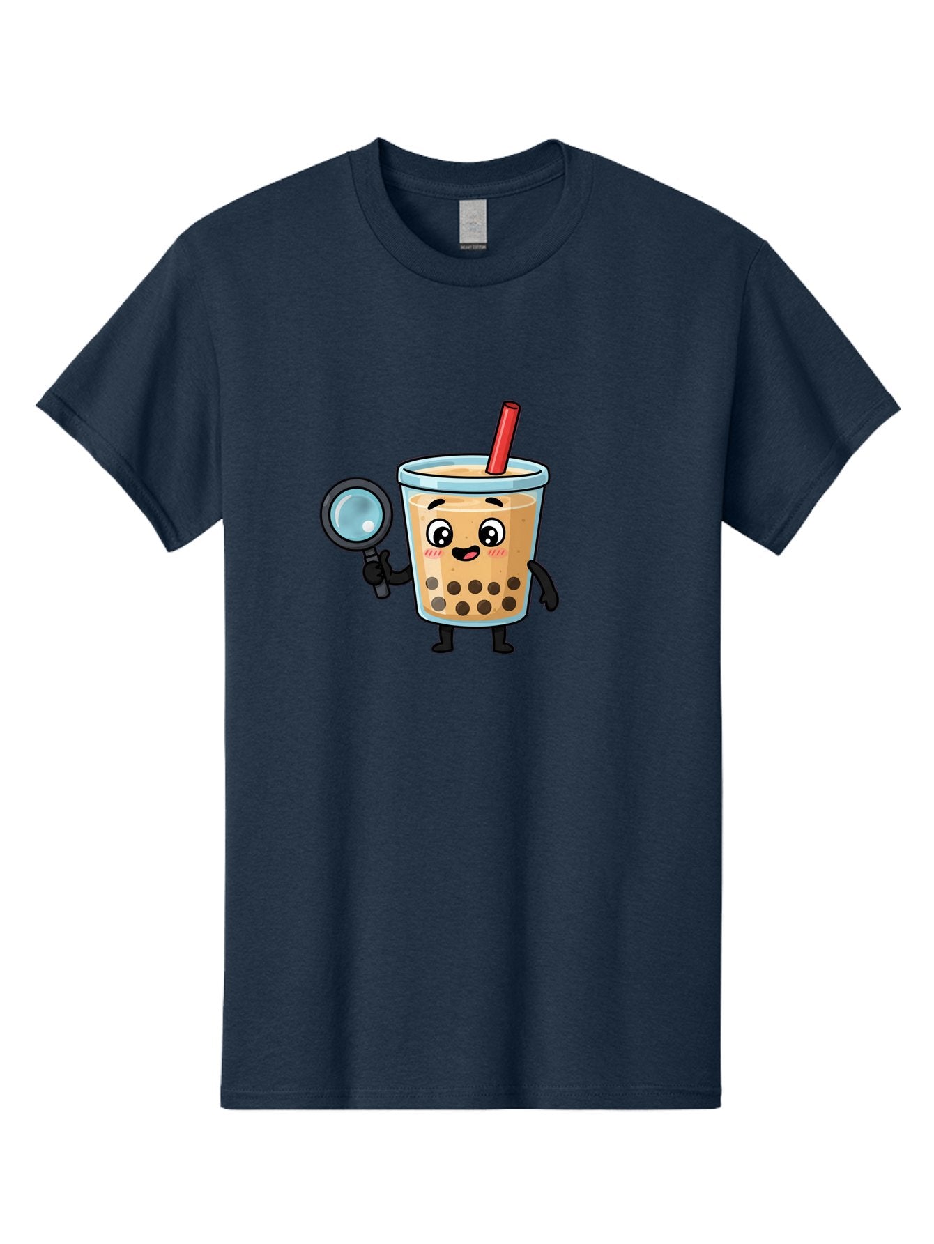 Boba-Tea-8 Men'S Graphic Tee, 100% Cotton, Comfortable Casual Summer Wear, Machine Washable, Boba Tea Character, Cartoon Bubble Tea, Kawaii Boba, Magnifying Glass, Detective Tea, Cute Drink, Bubble Tea Mascot, Tea With Straw, Bac666 14