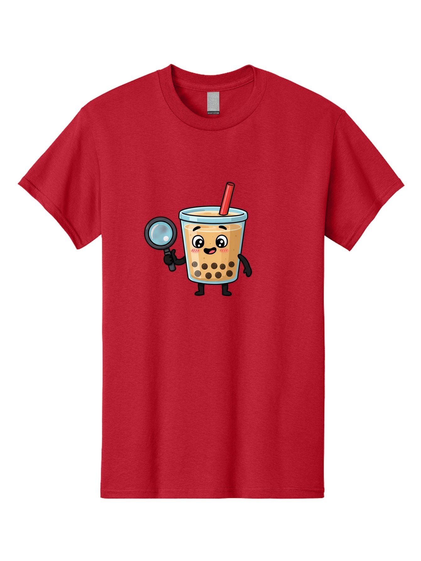 Boba-Tea-8 Men'S Graphic Tee, 100% Cotton, Comfortable Casual Summer Wear, Machine Washable, Boba Tea Character, Cartoon Bubble Tea, Kawaii Boba, Magnifying Glass, Detective Tea, Cute Drink, Bubble Tea Mascot, Tea With Straw, Bac666 15