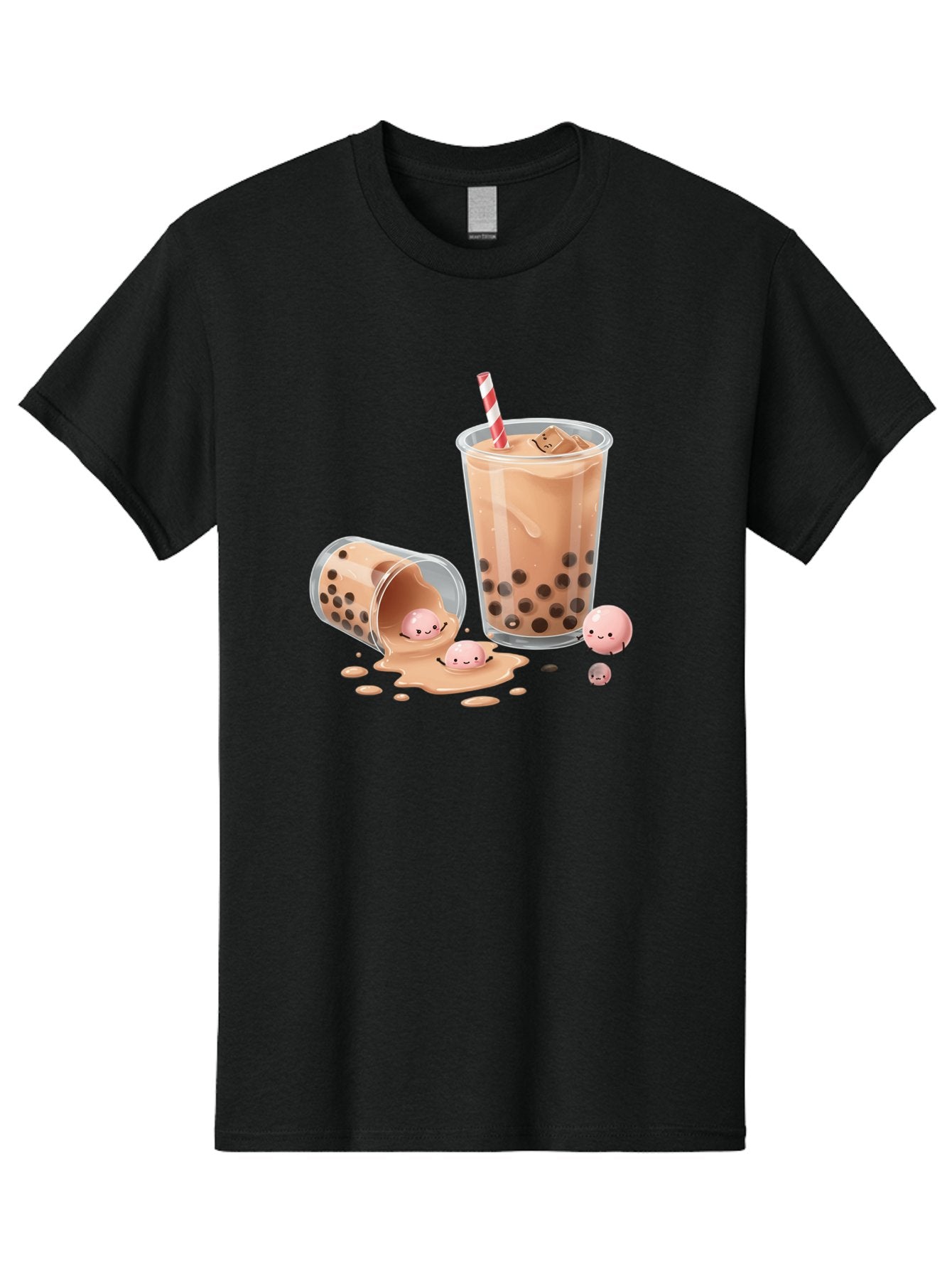Boba-Tea-9 Men'S Graphic Tee, 100% Cotton, Comfortable Casual Summer Wear, Machine Washable, Boba Tea, Milk Tea, Bubble Tea, Tea Drink, Straw, Tapioca Pearls, Spilled Drink, Kawaii, Cute, Cartoon, Smiling Boba Bac667 12