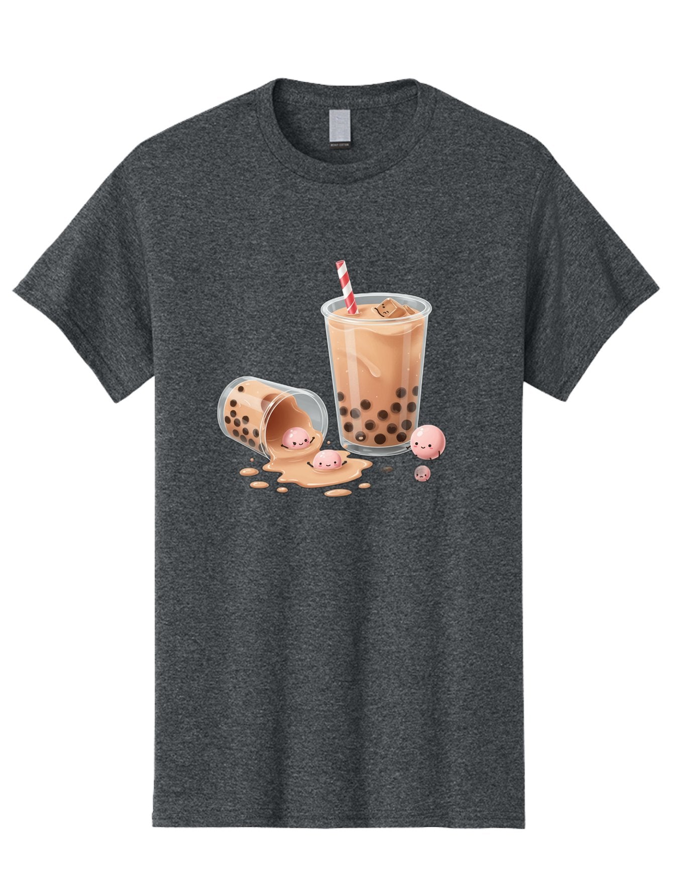 Boba-Tea-9 Men'S Graphic Tee, 100% Cotton, Comfortable Casual Summer Wear, Machine Washable, Boba Tea, Milk Tea, Bubble Tea, Tea Drink, Straw, Tapioca Pearls, Spilled Drink, Kawaii, Cute, Cartoon, Smiling Boba Bac667 8