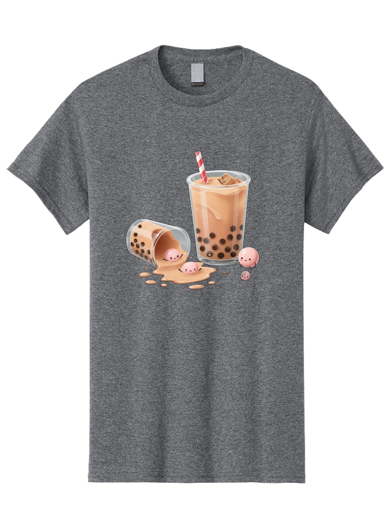 Boba-Tea-9 Men'S Graphic Tee, 100% Cotton, Comfortable Casual Summer Wear, Machine Washable, Boba Tea, Milk Tea, Bubble Tea, Tea Drink, Straw, Tapioca Pearls, Spilled Drink, Kawaii, Cute, Cartoon, Smiling Boba Bac667 11