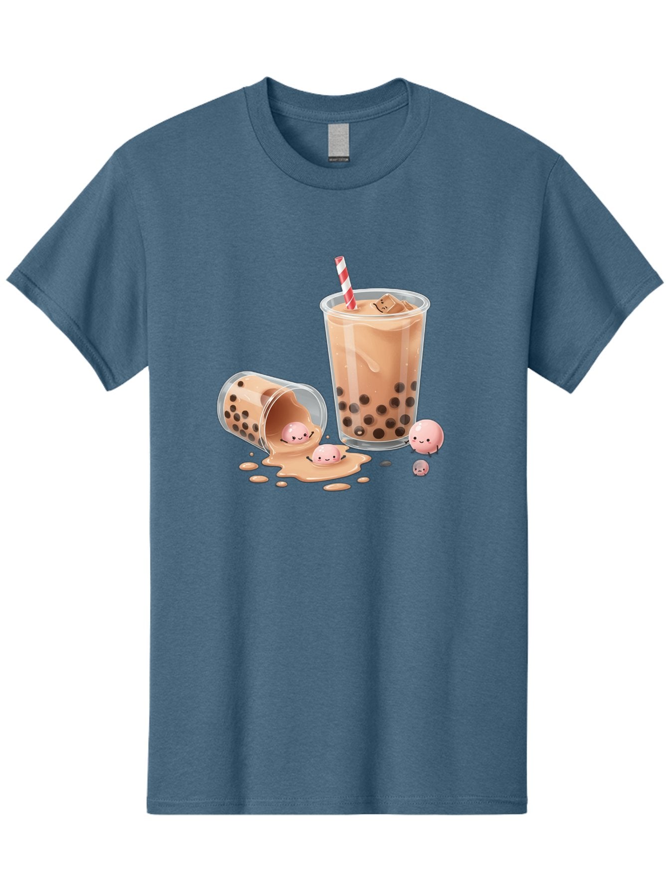 Boba-Tea-9 Men'S Graphic Tee, 100% Cotton, Comfortable Casual Summer Wear, Machine Washable, Boba Tea, Milk Tea, Bubble Tea, Tea Drink, Straw, Tapioca Pearls, Spilled Drink, Kawaii, Cute, Cartoon, Smiling Boba Bac667 7