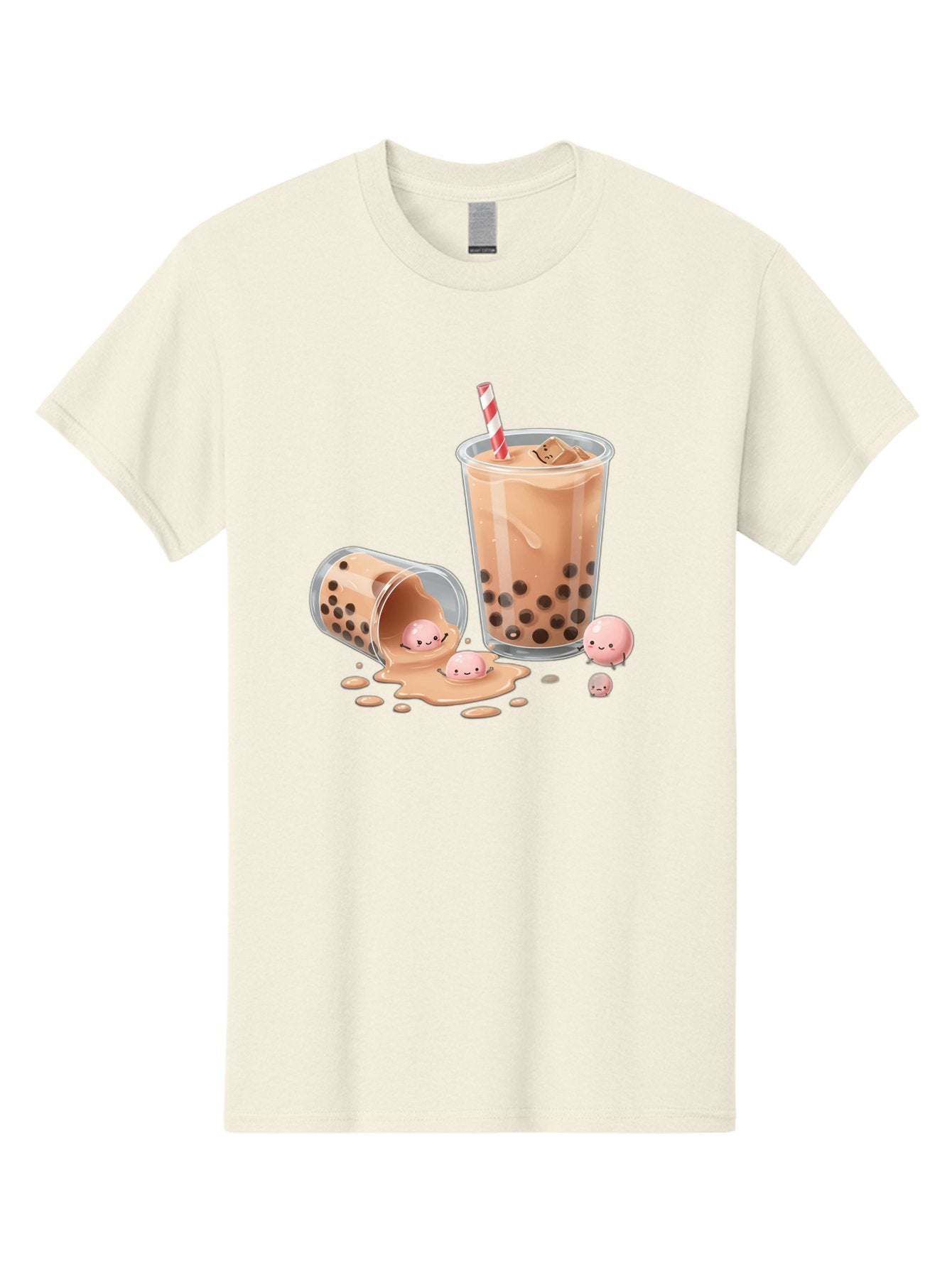 Boba-Tea-9 Men'S Graphic Tee, 100% Cotton, Comfortable Casual Summer Wear, Machine Washable, Boba Tea, Milk Tea, Bubble Tea, Tea Drink, Straw, Tapioca Pearls, Spilled Drink, Kawaii, Cute, Cartoon, Smiling Boba Bac667 14