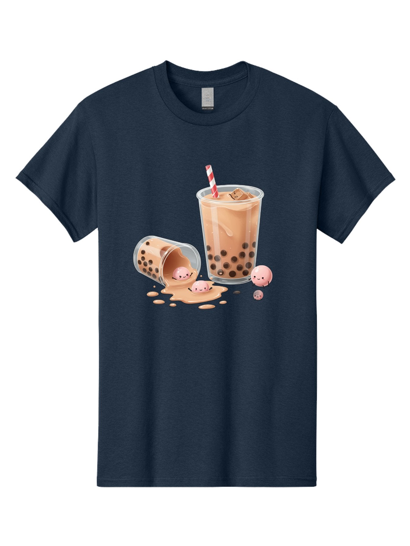 Boba-Tea-9 Men'S Graphic Tee, 100% Cotton, Comfortable Casual Summer Wear, Machine Washable, Boba Tea, Milk Tea, Bubble Tea, Tea Drink, Straw, Tapioca Pearls, Spilled Drink, Kawaii, Cute, Cartoon, Smiling Boba Bac667 10