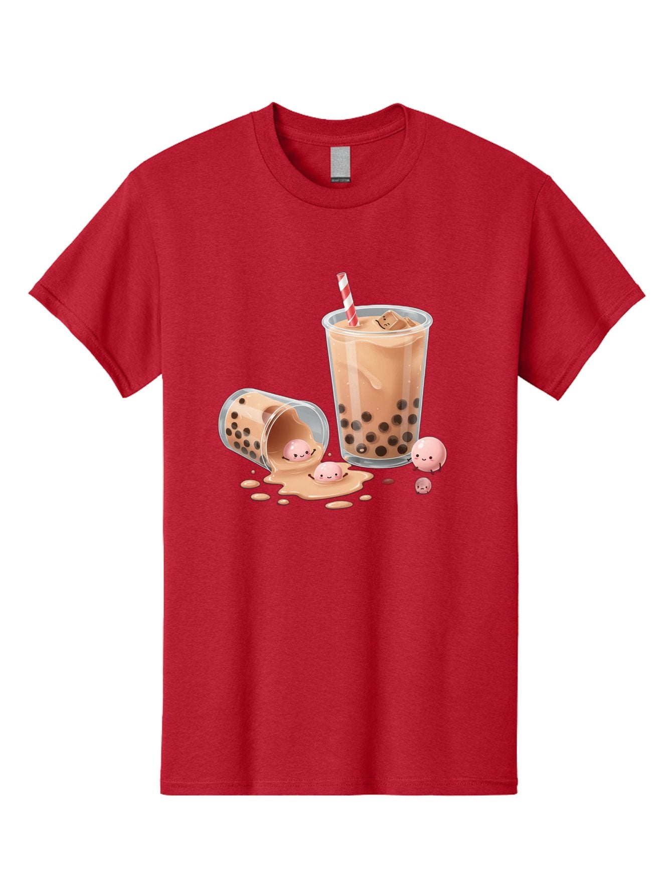 Boba-Tea-9 Men'S Graphic Tee, 100% Cotton, Comfortable Casual Summer Wear, Machine Washable, Boba Tea, Milk Tea, Bubble Tea, Tea Drink, Straw, Tapioca Pearls, Spilled Drink, Kawaii, Cute, Cartoon, Smiling Boba Bac667 9