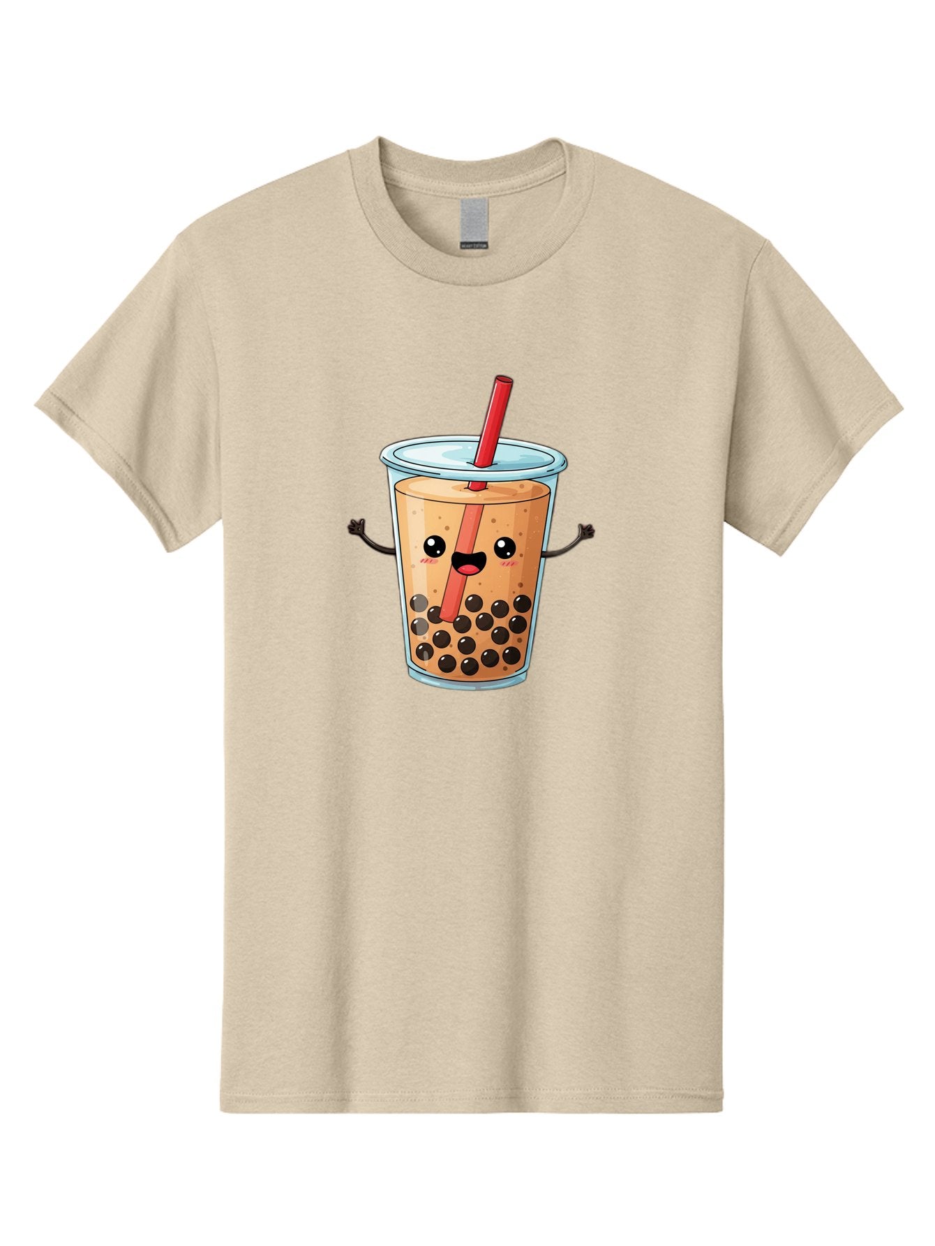 Boba-Tea-Cartoon Men'S Graphic Tee, 100% Cotton, Comfortable Casual Summer Wear, Machine Washable, Cartoon Bubble Tea, Boba Drink, Milk Tea With Straw, Cute Beverage, Fun Character, Kawaii Culture, Asian Drink, Trendy Refreshment, Bac668 4