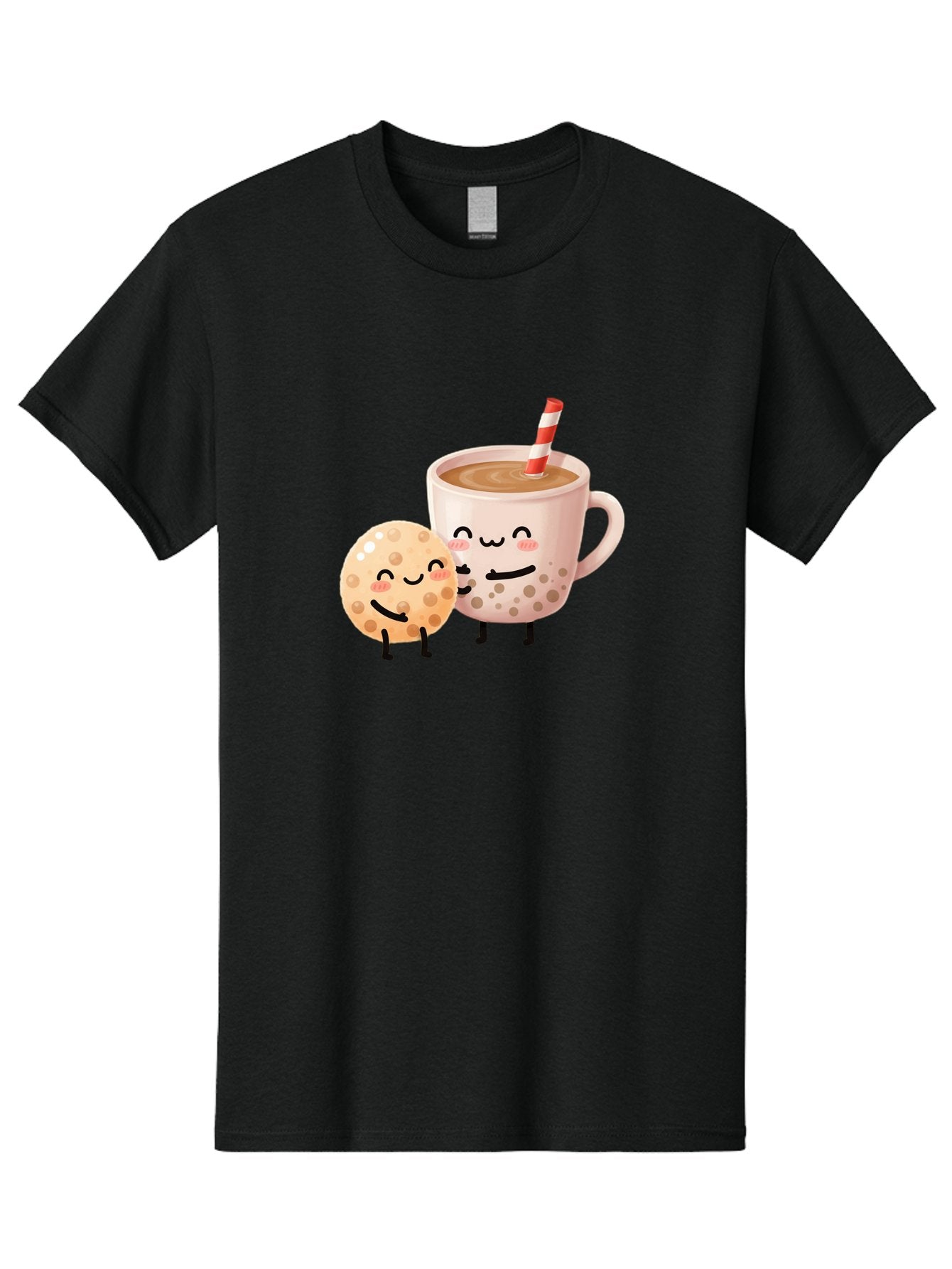 Boba-Tea-Characters Men'S Graphic Tee, 100% Cotton, Comfortable Casual Summer Wear, Machine Washable, Boba Tea, Milk Tea, Bubble Tea, Cartoon Characters, Smiling Faces, Happy Faces, Tea Cup, Tapioca Pearls, Cute Illustration, Kawaii Art, Bac669 9