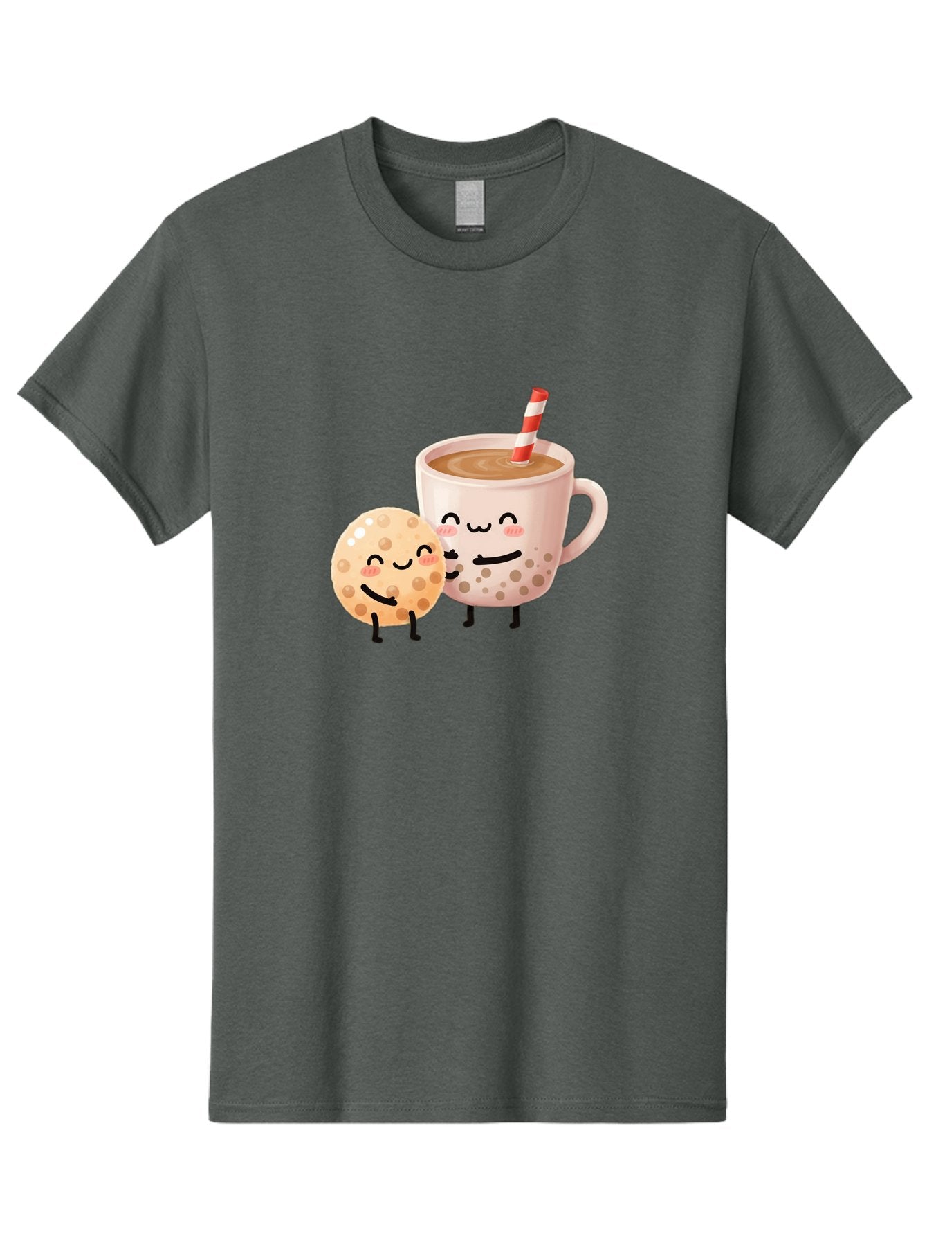 Boba-Tea-Characters Men'S Graphic Tee, 100% Cotton, Comfortable Casual Summer Wear, Machine Washable, Boba Tea, Milk Tea, Bubble Tea, Cartoon Characters, Smiling Faces, Happy Faces, Tea Cup, Tapioca Pearls, Cute Illustration, Kawaii Art, Bac669 14