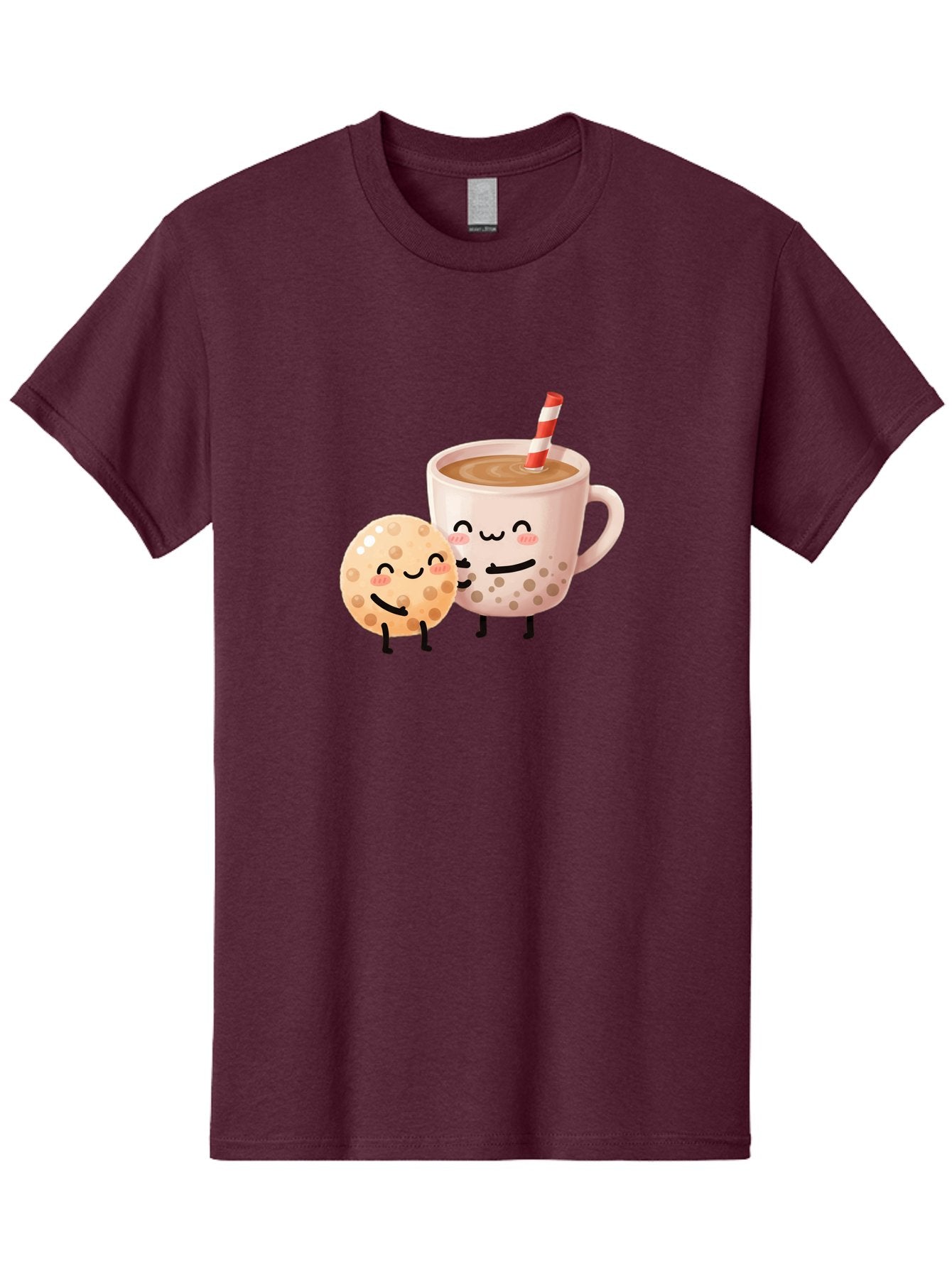 Boba-Tea-Characters Men'S Graphic Tee, 100% Cotton, Comfortable Casual Summer Wear, Machine Washable, Boba Tea, Milk Tea, Bubble Tea, Cartoon Characters, Smiling Faces, Happy Faces, Tea Cup, Tapioca Pearls, Cute Illustration, Kawaii Art, Bac669 4