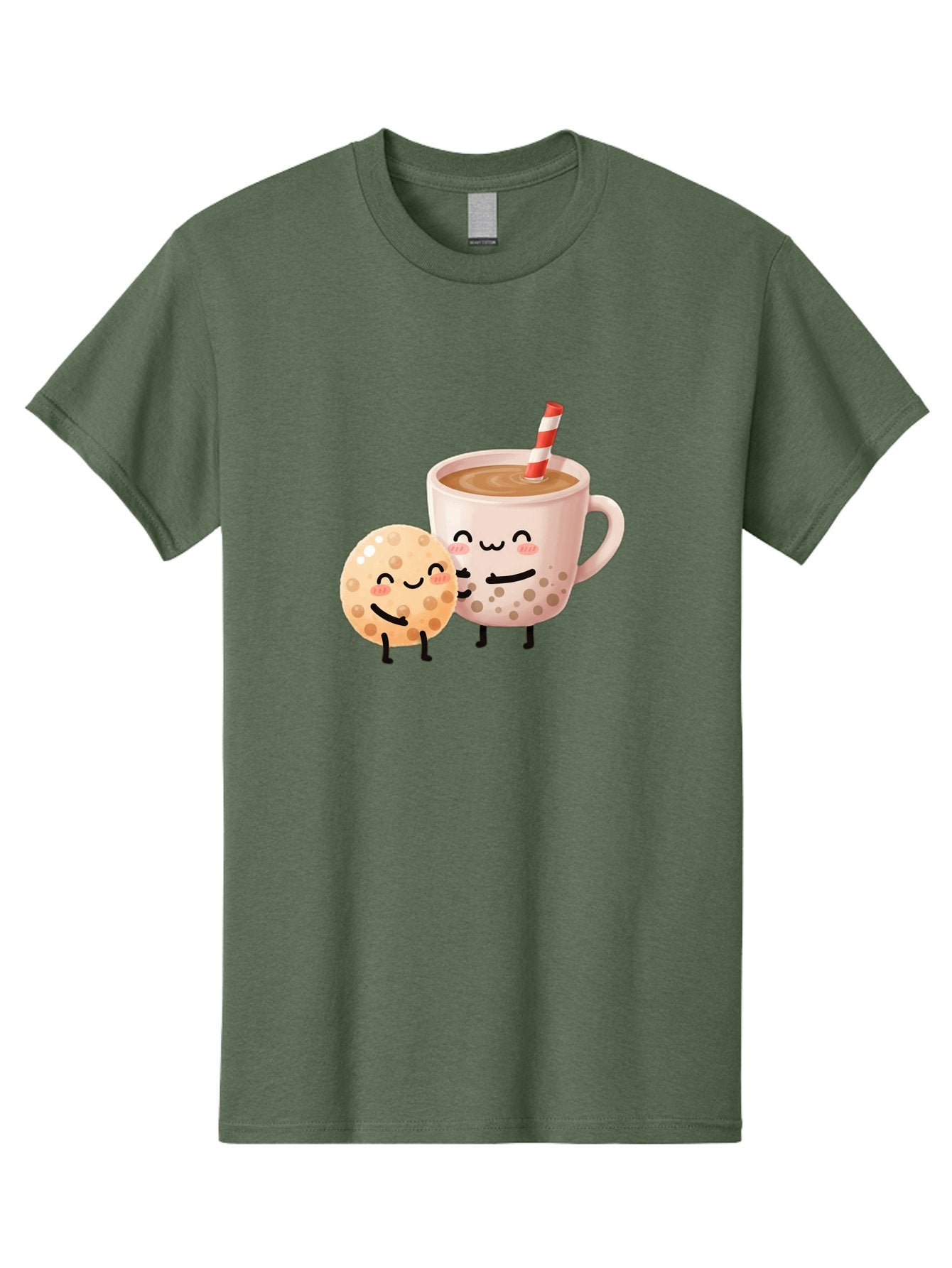 Boba-Tea-Characters Men'S Graphic Tee, 100% Cotton, Comfortable Casual Summer Wear, Machine Washable, Boba Tea, Milk Tea, Bubble Tea, Cartoon Characters, Smiling Faces, Happy Faces, Tea Cup, Tapioca Pearls, Cute Illustration, Kawaii Art, Bac669 7