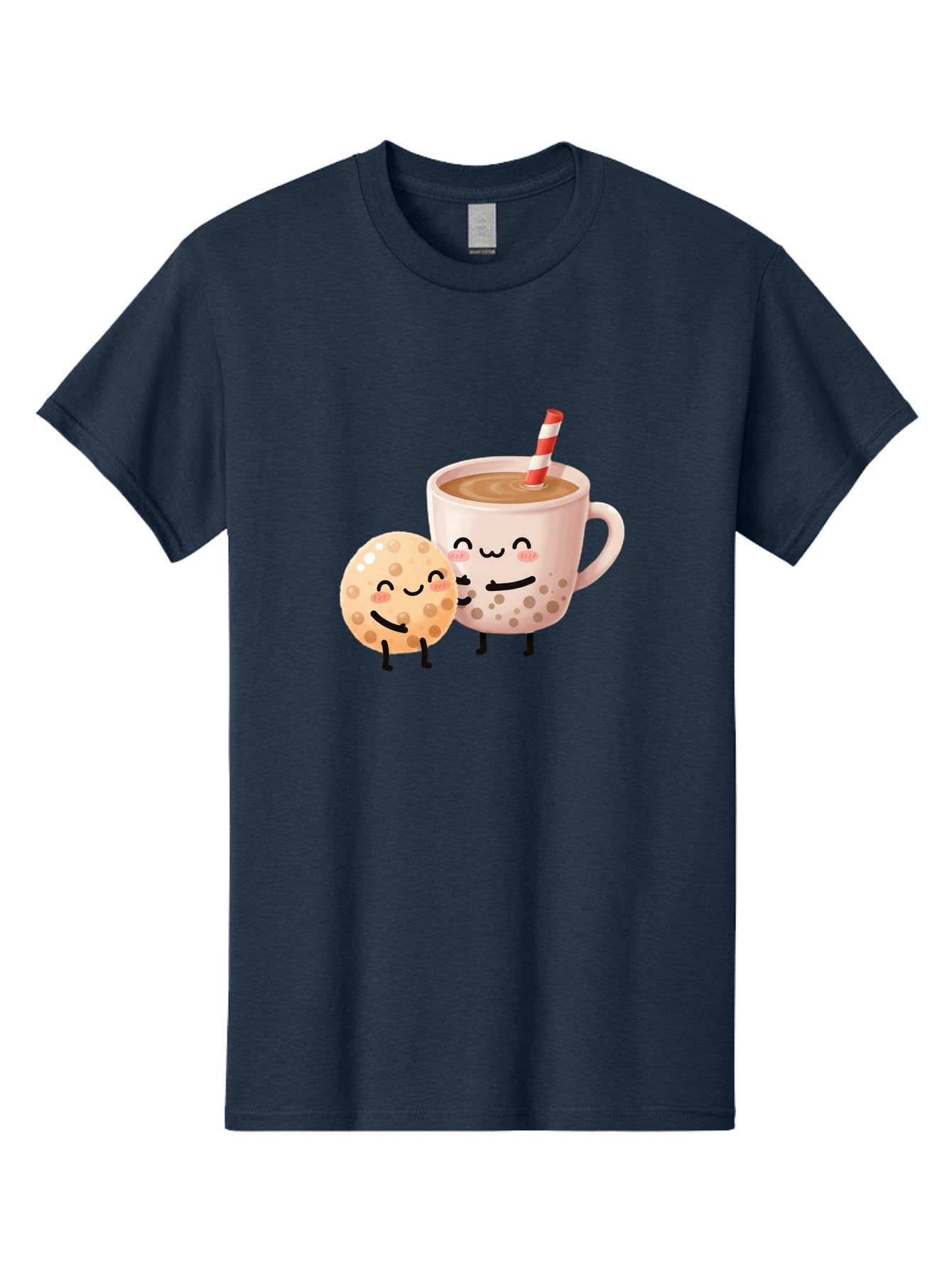 Boba-Tea-Characters Men'S Graphic Tee, 100% Cotton, Comfortable Casual Summer Wear, Machine Washable, Boba Tea, Milk Tea, Bubble Tea, Cartoon Characters, Smiling Faces, Happy Faces, Tea Cup, Tapioca Pearls, Cute Illustration, Kawaii Art, Bac669 5