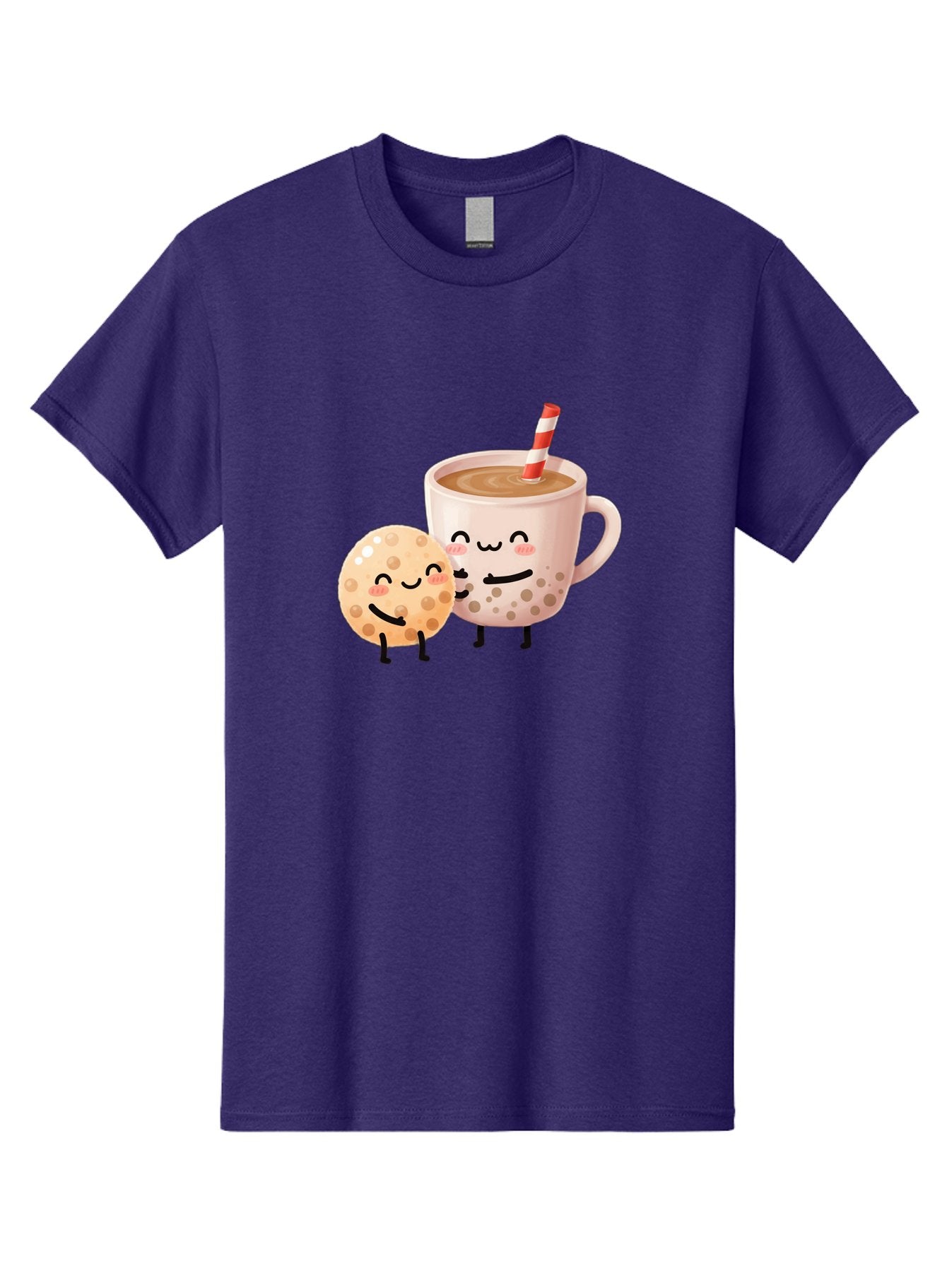Boba-Tea-Characters Men'S Graphic Tee, 100% Cotton, Comfortable Casual Summer Wear, Machine Washable, Boba Tea, Milk Tea, Bubble Tea, Cartoon Characters, Smiling Faces, Happy Faces, Tea Cup, Tapioca Pearls, Cute Illustration, Kawaii Art, Bac669 6