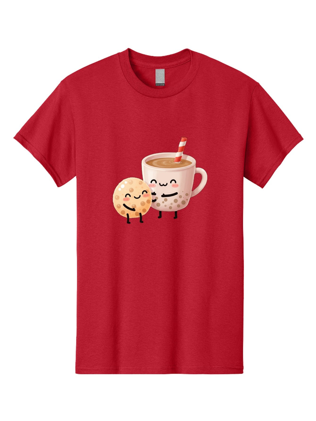 Boba-Tea-Characters Men'S Graphic Tee, 100% Cotton, Comfortable Casual Summer Wear, Machine Washable, Boba Tea, Milk Tea, Bubble Tea, Cartoon Characters, Smiling Faces, Happy Faces, Tea Cup, Tapioca Pearls, Cute Illustration, Kawaii Art, Bac669 15