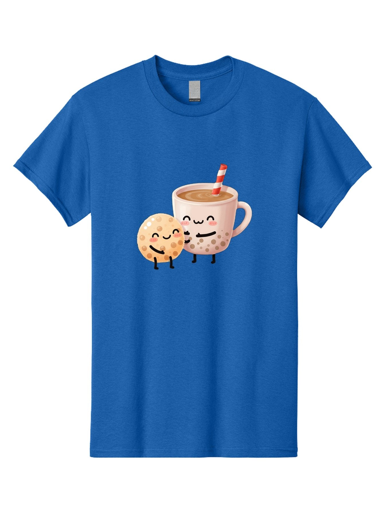 Boba-Tea-Characters Men'S Graphic Tee, 100% Cotton, Comfortable Casual Summer Wear, Machine Washable, Boba Tea, Milk Tea, Bubble Tea, Cartoon Characters, Smiling Faces, Happy Faces, Tea Cup, Tapioca Pearls, Cute Illustration, Kawaii Art, Bac669 11