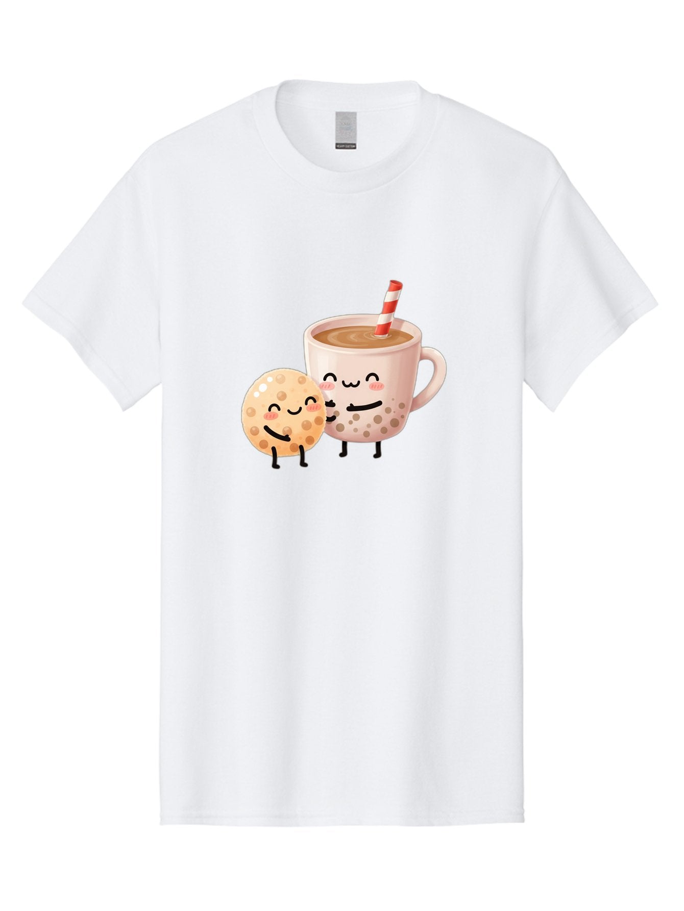 Boba-Tea-Characters Men'S Graphic Tee, 100% Cotton, Comfortable Casual Summer Wear, Machine Washable, Boba Tea, Milk Tea, Bubble Tea, Cartoon Characters, Smiling Faces, Happy Faces, Tea Cup, Tapioca Pearls, Cute Illustration, Kawaii Art, Bac669 13
