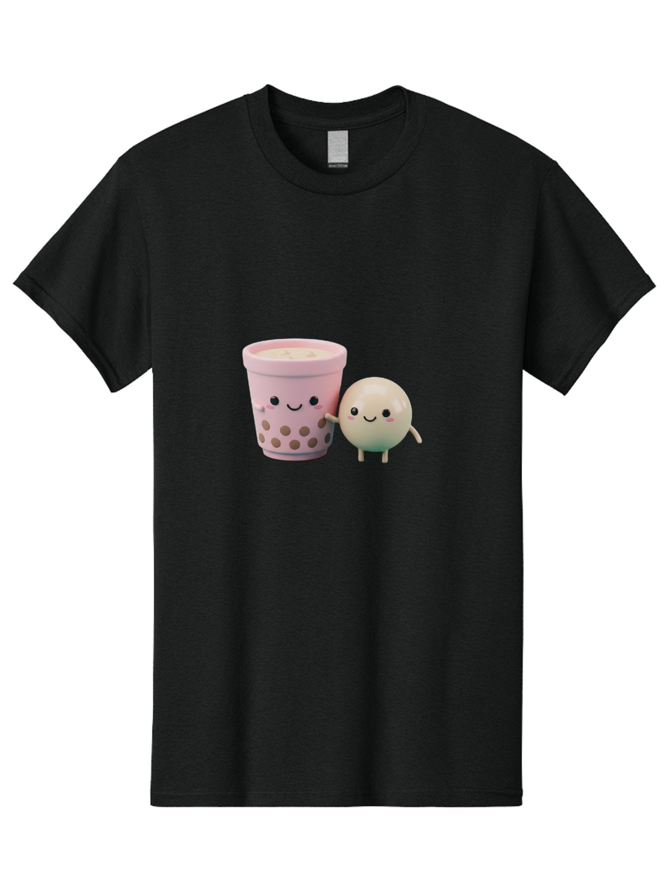 Boba-Tea-Friends Men'S Graphic Tee, 100% Cotton, Comfortable Casual Summer Wear, Machine Washable, Boba Tea, Milk Tea, Bubble Tea, Cute Cartoon Characters, Kawaii Culture, Japanese Pop Culture, Adorable Smile, Happy Face, Smiling Boba, Bac670 8