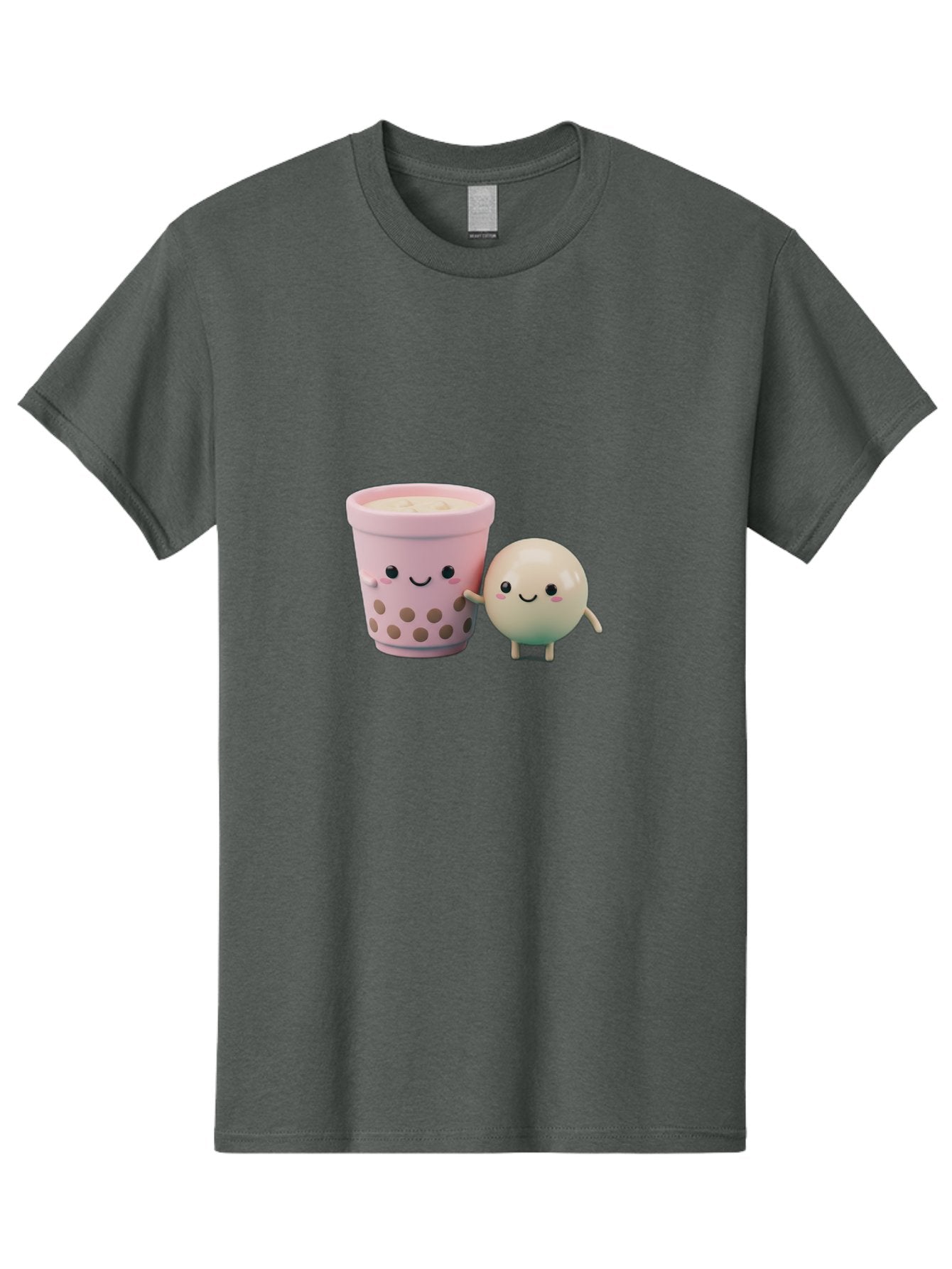 Boba-Tea-Friends Men'S Graphic Tee, 100% Cotton, Comfortable Casual Summer Wear, Machine Washable, Boba Tea, Milk Tea, Bubble Tea, Cute Cartoon Characters, Kawaii Culture, Japanese Pop Culture, Adorable Smile, Happy Face, Smiling Boba, Bac670