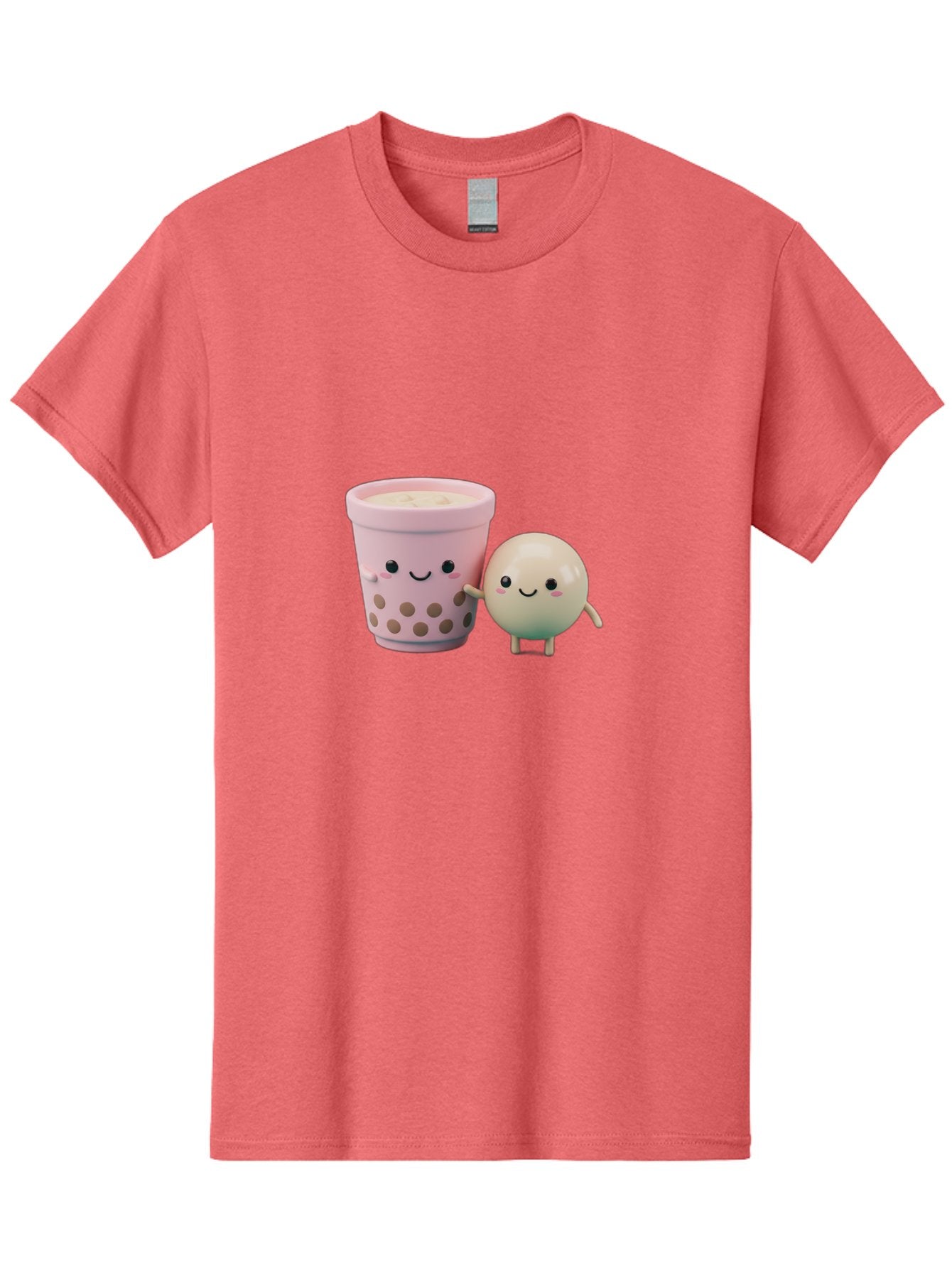 Boba-Tea-Friends Men'S Graphic Tee, 100% Cotton, Comfortable Casual Summer Wear, Machine Washable, Boba Tea, Milk Tea, Bubble Tea, Cute Cartoon Characters, Kawaii Culture, Japanese Pop Culture, Adorable Smile, Happy Face, Smiling Boba, Bac670 6