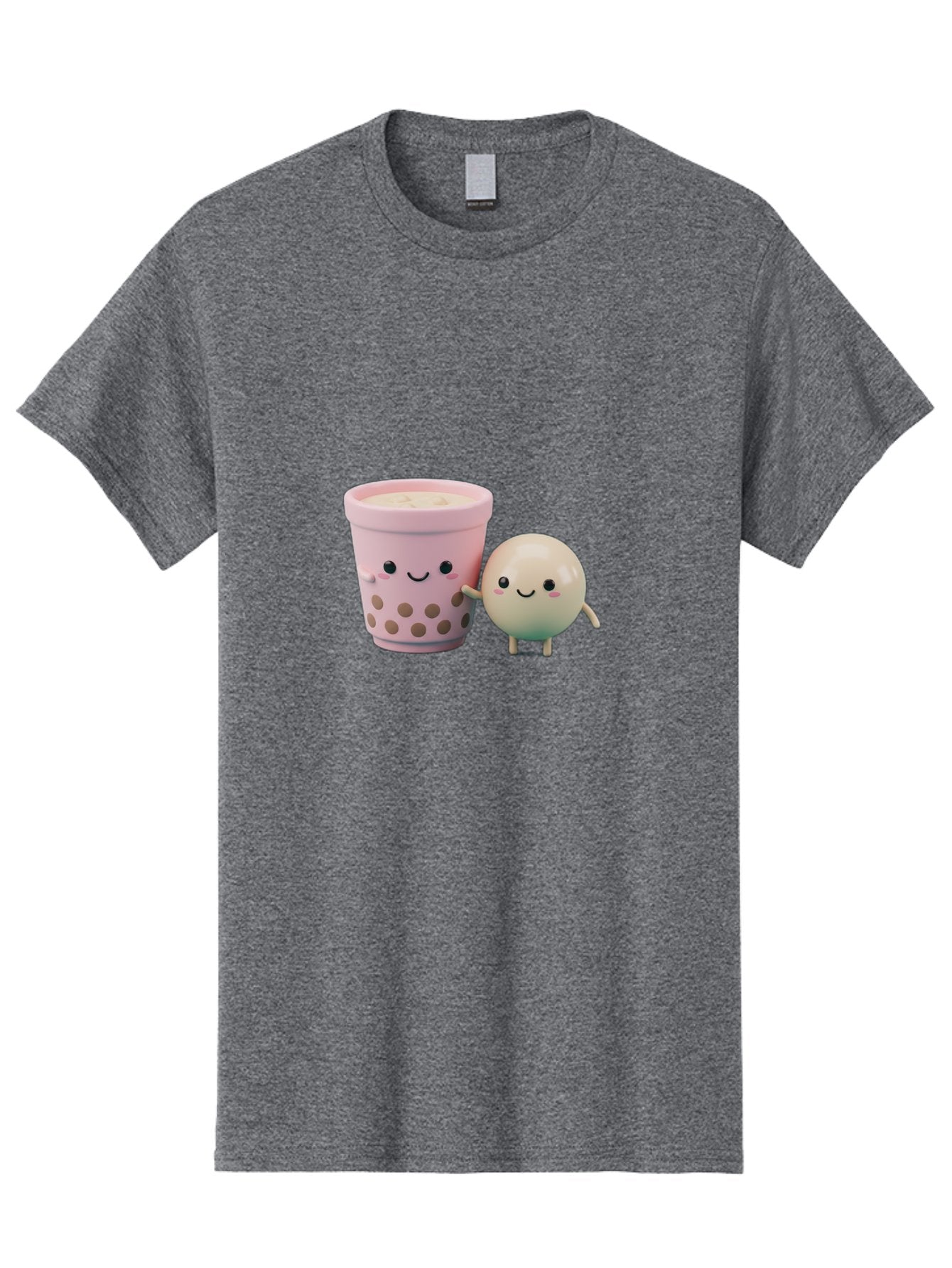 Boba-Tea-Friends Men'S Graphic Tee, 100% Cotton, Comfortable Casual Summer Wear, Machine Washable, Boba Tea, Milk Tea, Bubble Tea, Cute Cartoon Characters, Kawaii Culture, Japanese Pop Culture, Adorable Smile, Happy Face, Smiling Boba, Bac670 3