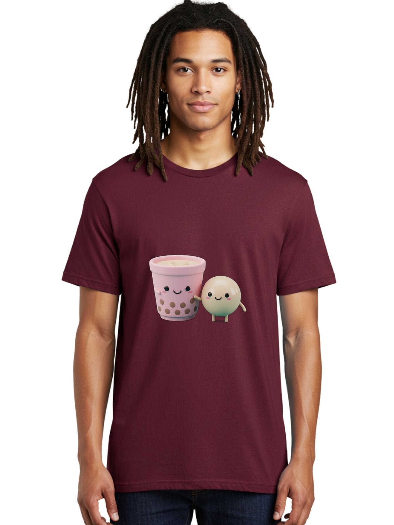 Boba-Tea-Friends Men'S Graphic Tee, 100% Cotton, Comfortable Casual Summer Wear, Machine Washable, Boba Tea, Milk Tea, Bubble Tea, Cute Cartoon Characters, Kawaii Culture, Japanese Pop Culture, Adorable Smile, Happy Face, Smiling Boba, Bac670 27
