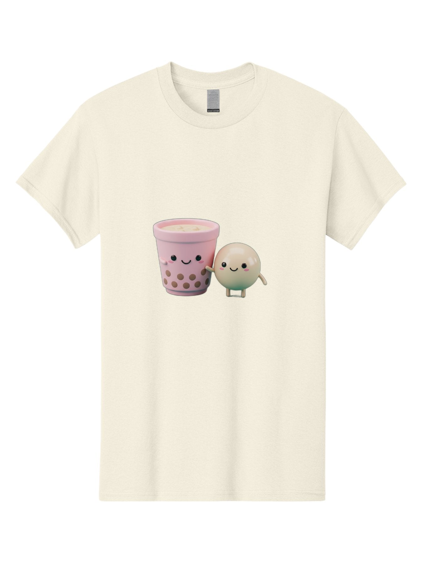 Boba-Tea-Friends Men'S Graphic Tee, 100% Cotton, Comfortable Casual Summer Wear, Machine Washable, Boba Tea, Milk Tea, Bubble Tea, Cute Cartoon Characters, Kawaii Culture, Japanese Pop Culture, Adorable Smile, Happy Face, Smiling Boba, Bac670