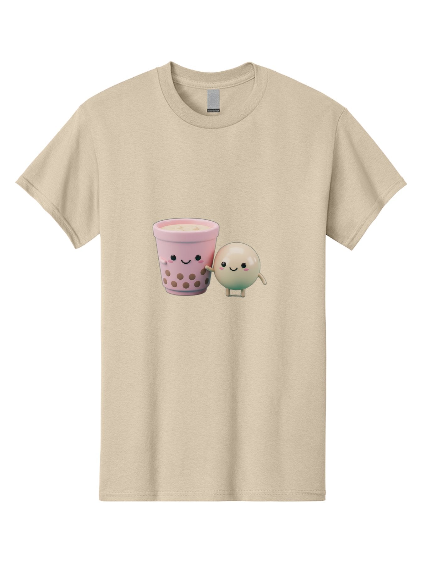 Boba-Tea-Friends Men'S Graphic Tee, 100% Cotton, Comfortable Casual Summer Wear, Machine Washable, Boba Tea, Milk Tea, Bubble Tea, Cute Cartoon Characters, Kawaii Culture, Japanese Pop Culture, Adorable Smile, Happy Face, Smiling Boba, Bac670 4