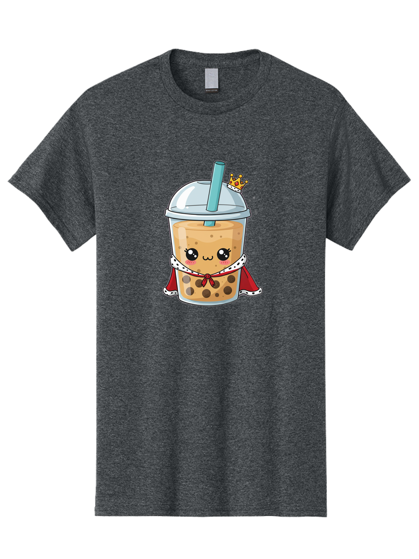 Boba-Tea-King Men'S Graphic Tee, 100% Cotton, Comfortable Casual Summer Wear, Machine Washable, Cute Boba Tea, Cartoon Character, Milk Tea, Bubble Tea, Boba Drink, Royal Crown, Red Cape, White Trim, Kawaii, Boba Lover, Tea Enthusiast Bac671 10