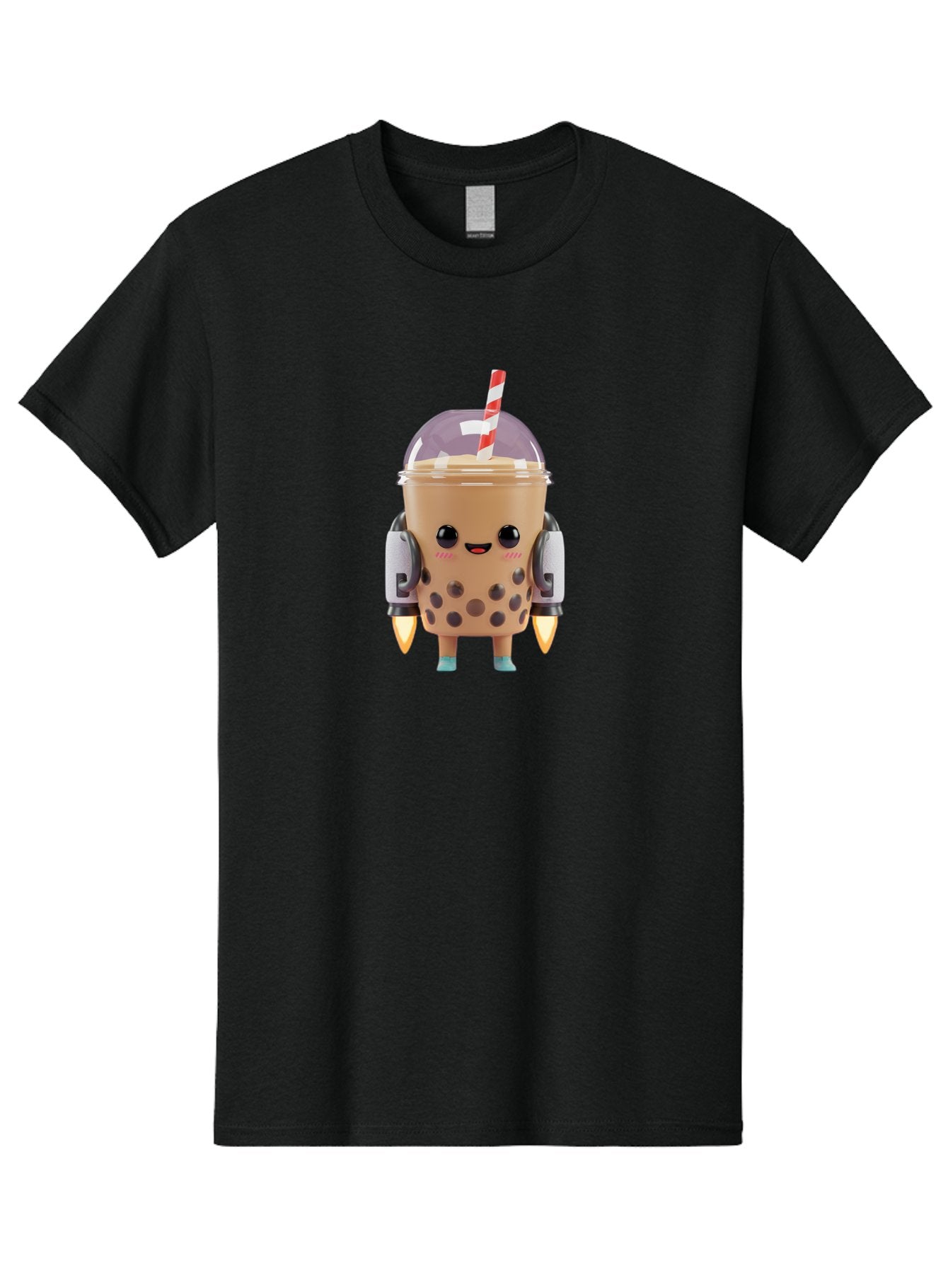 Boba-Tea-Robot Men'S Graphic Tee, 100% Cotton, Comfortable Casual Summer Wear, Machine Washable, Boba Tea, Robot Character, Cute Design, Anthropomorphic Drink, Straw, Robotic Arms, Bubble Tea, Kawaii, 3D Illustration Bac672 7