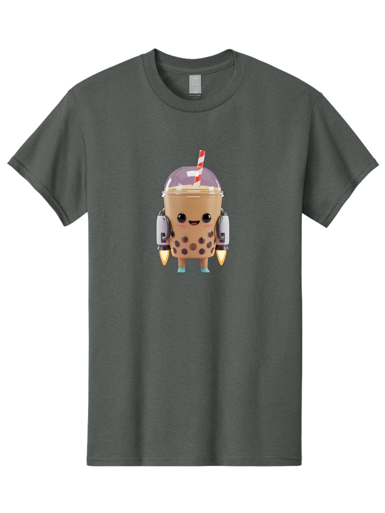 Boba-Tea-Robot Men'S Graphic Tee, 100% Cotton, Comfortable Casual Summer Wear, Machine Washable, Boba Tea, Robot Character, Cute Design, Anthropomorphic Drink, Straw, Robotic Arms, Bubble Tea, Kawaii, 3D Illustration Bac672 15