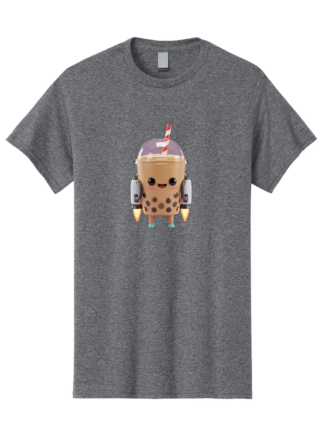 Boba-Tea-Robot Men'S Graphic Tee, 100% Cotton, Comfortable Casual Summer Wear, Machine Washable, Boba Tea, Robot Character, Cute Design, Anthropomorphic Drink, Straw, Robotic Arms, Bubble Tea, Kawaii, 3D Illustration Bac672