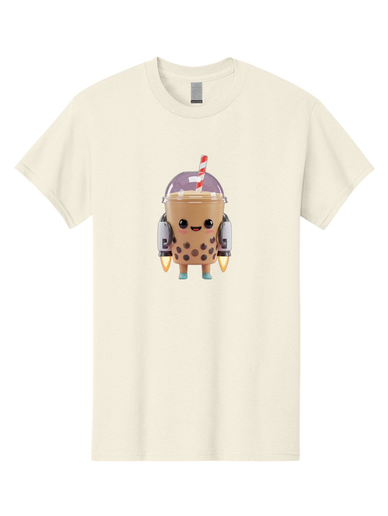Boba-Tea-Robot Men'S Graphic Tee, 100% Cotton, Comfortable Casual Summer Wear, Machine Washable, Boba Tea, Robot Character, Cute Design, Anthropomorphic Drink, Straw, Robotic Arms, Bubble Tea, Kawaii, 3D Illustration Bac672 5