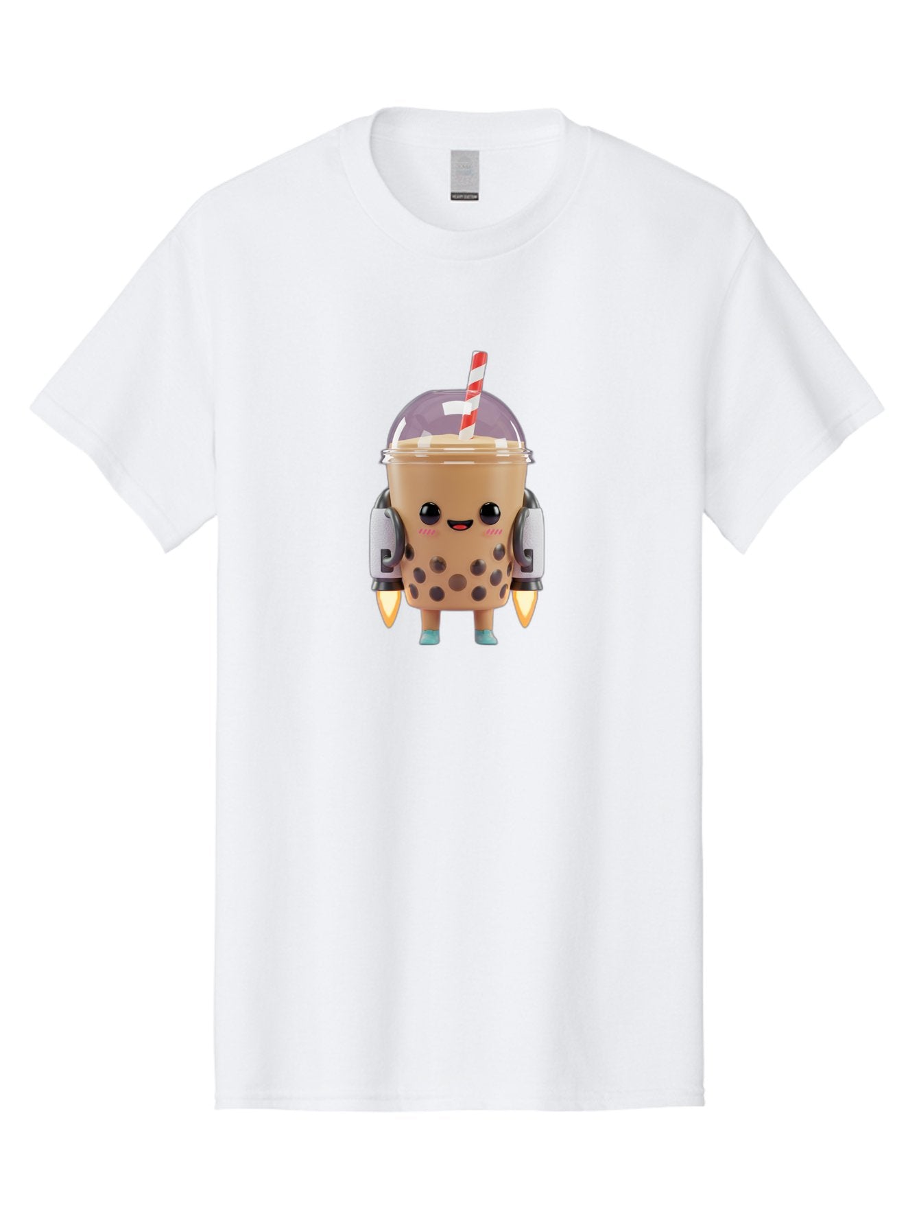 Boba-Tea-Robot Men'S Graphic Tee, 100% Cotton, Comfortable Casual Summer Wear, Machine Washable, Boba Tea, Robot Character, Cute Design, Anthropomorphic Drink, Straw, Robotic Arms, Bubble Tea, Kawaii, 3D Illustration Bac672 10