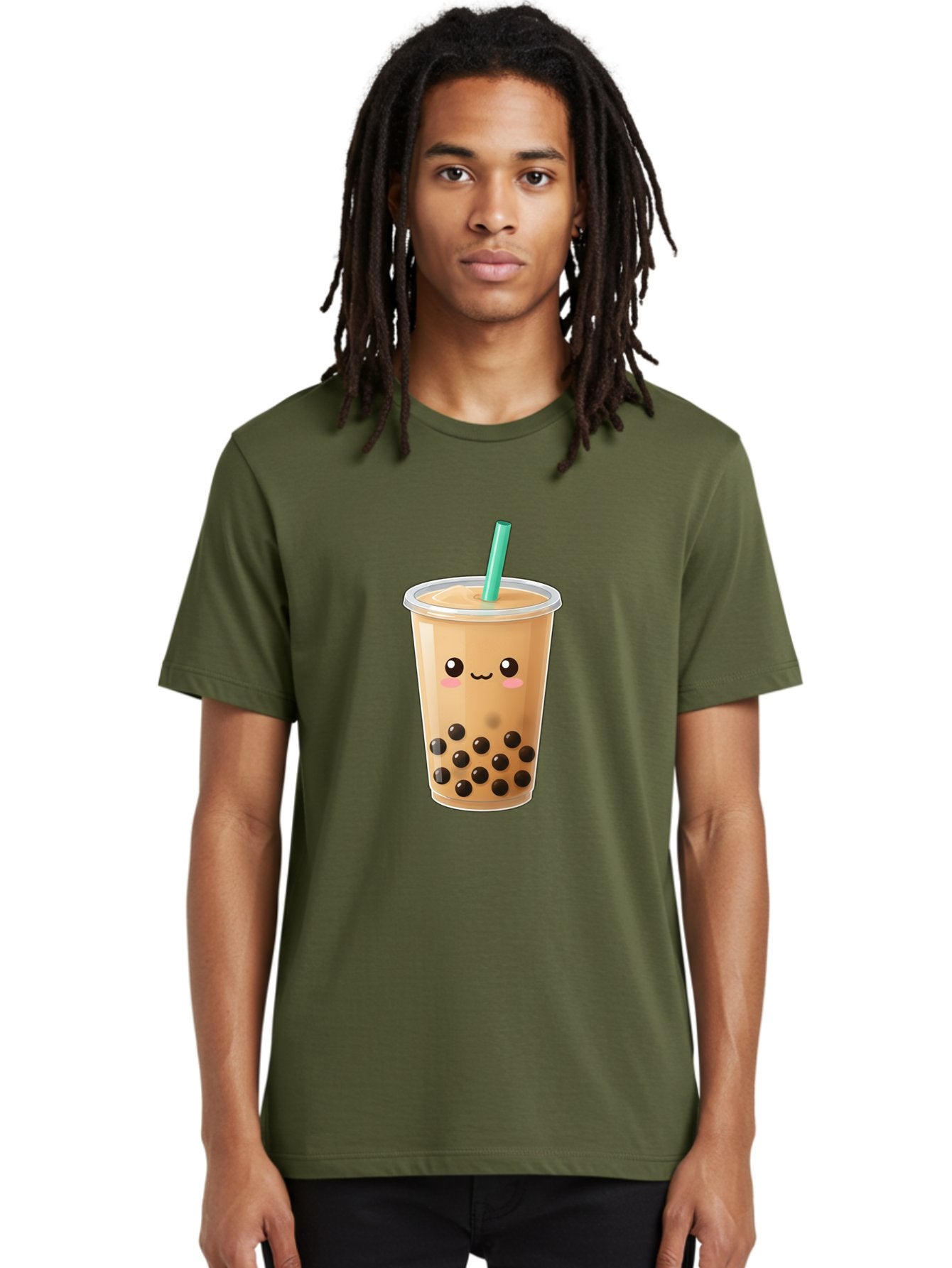 Boba-Tea Men'S Graphic Tee, 100% Cotton, Comfortable Casual Summer Wear, Machine Washable, Milk Tea, Boba Drink, Bubble Tea, Cartoon Character, Cute Illustration, Tea With Tapioca Pearls, Adorable Face, Smiling Beverage, Tea Culture, Bac673 19