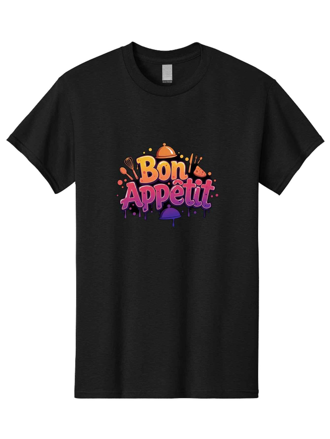 Bon-Appetit Men'S Graphic Tee, 100% Cotton, Comfortable Casual Summer Wear, Machine Washable, Foodie Graphics, Restaurant Logo, Culinary Art, Gourmet Inspiration, Kitchen Utensils, Cooking Theme, Vibrant Typography, Serving Dishes, Bac678 8