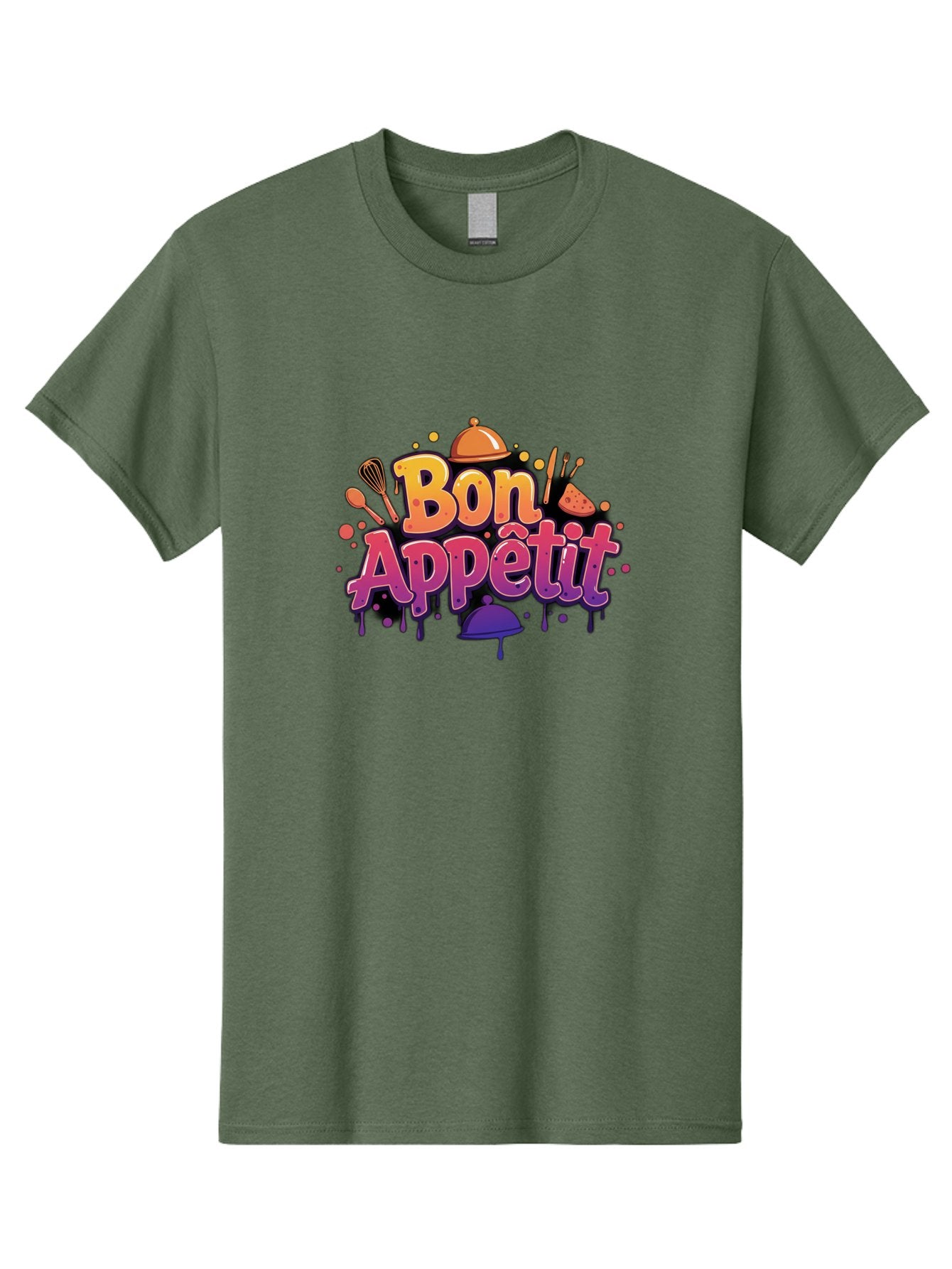 Bon-Appetit Men'S Graphic Tee, 100% Cotton, Comfortable Casual Summer Wear, Machine Washable, Foodie Graphics, Restaurant Logo, Culinary Art, Gourmet Inspiration, Kitchen Utensils, Cooking Theme, Vibrant Typography, Serving Dishes, Bac678 9