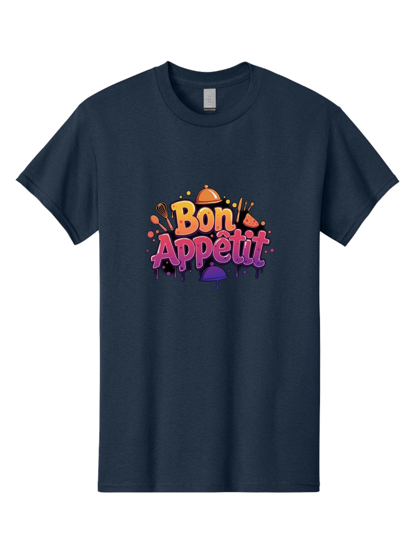 Bon-Appetit Men'S Graphic Tee, 100% Cotton, Comfortable Casual Summer Wear, Machine Washable, Foodie Graphics, Restaurant Logo, Culinary Art, Gourmet Inspiration, Kitchen Utensils, Cooking Theme, Vibrant Typography, Serving Dishes, Bac678 4