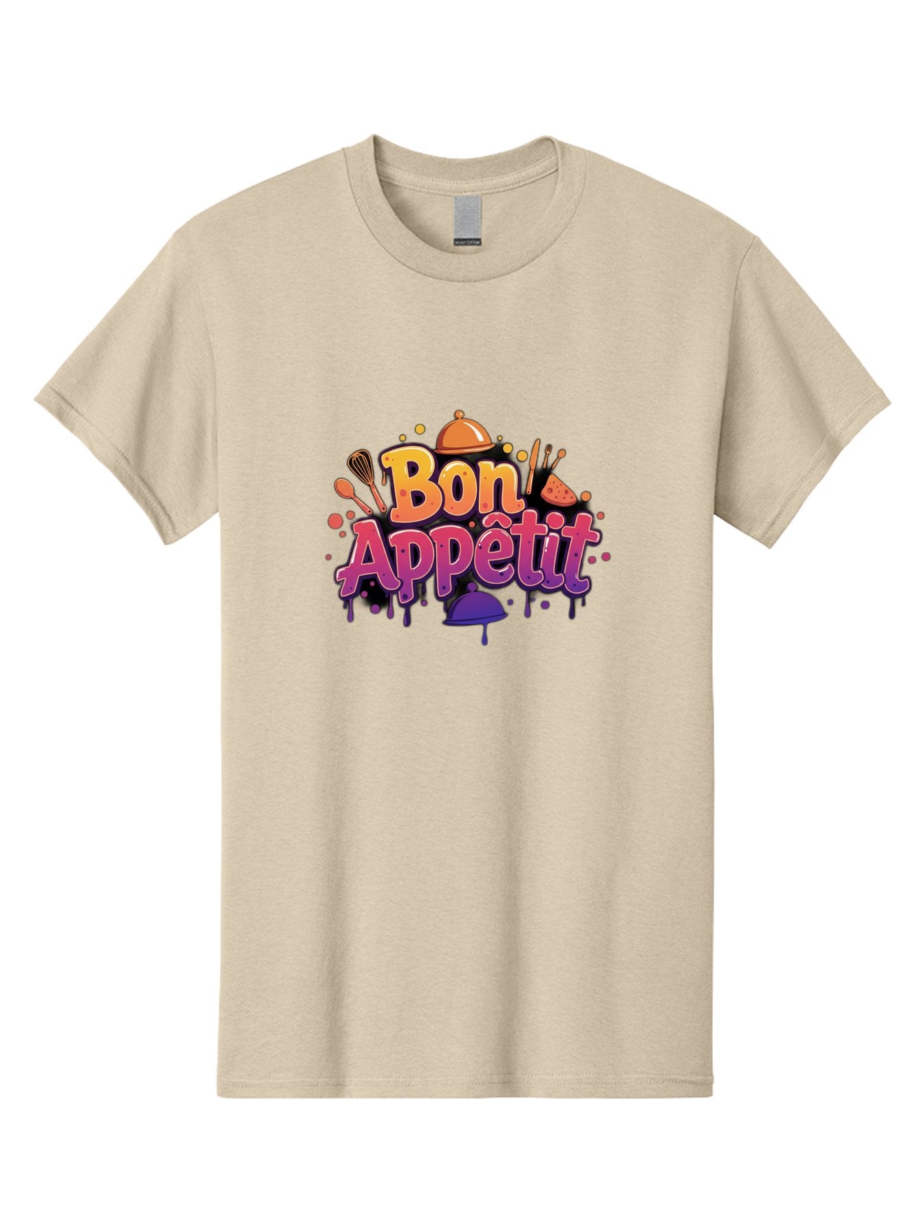 Bon-Appetit Men'S Graphic Tee, 100% Cotton, Comfortable Casual Summer Wear, Machine Washable, Foodie Graphics, Restaurant Logo, Culinary Art, Gourmet Inspiration, Kitchen Utensils, Cooking Theme, Vibrant Typography, Serving Dishes, Bac678 14