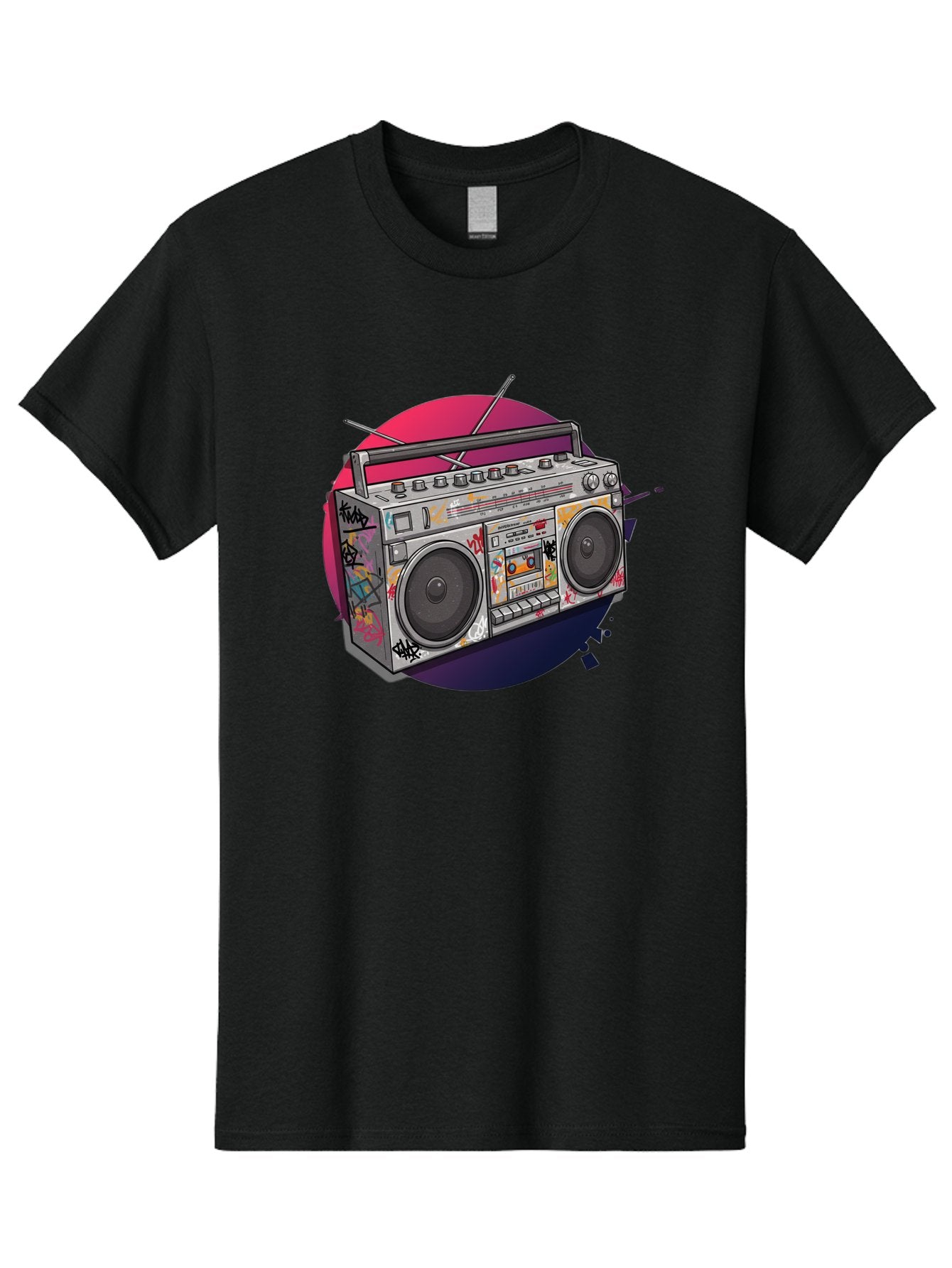 Boombox Men'S Graphic Tee, 100% Cotton, Comfortable Casual Summer Wear, Machine Washable, Vintage Boombox, Retro Music Player, Graffiti Art, Cassette Tape, 80S Nostalgia, Portable Radio, Street Style, Urban Culture Bac679 6