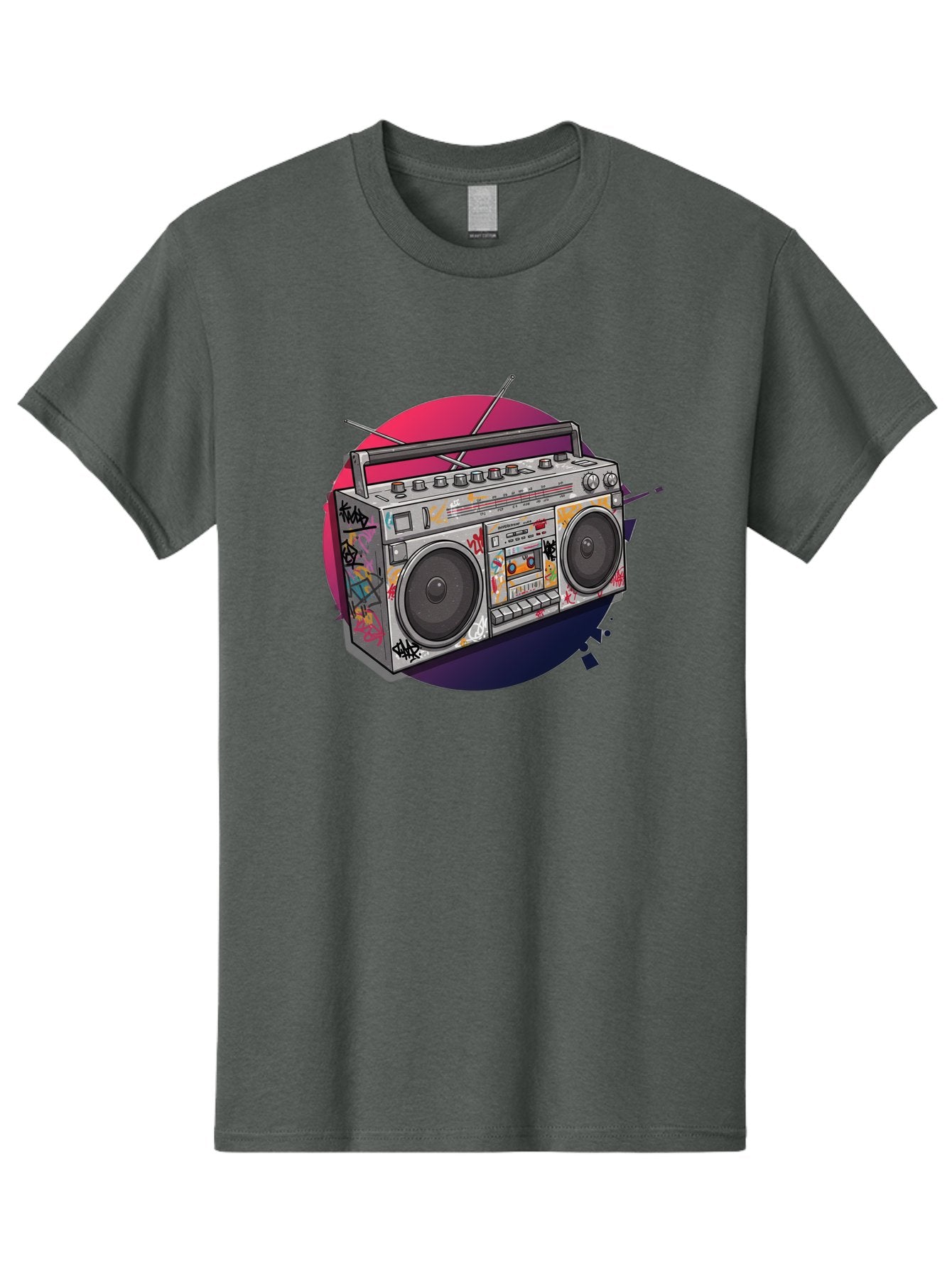 Boombox Men'S Graphic Tee, 100% Cotton, Comfortable Casual Summer Wear, Machine Washable, Vintage Boombox, Retro Music Player, Graffiti Art, Cassette Tape, 80S Nostalgia, Portable Radio, Street Style, Urban Culture Bac679 3