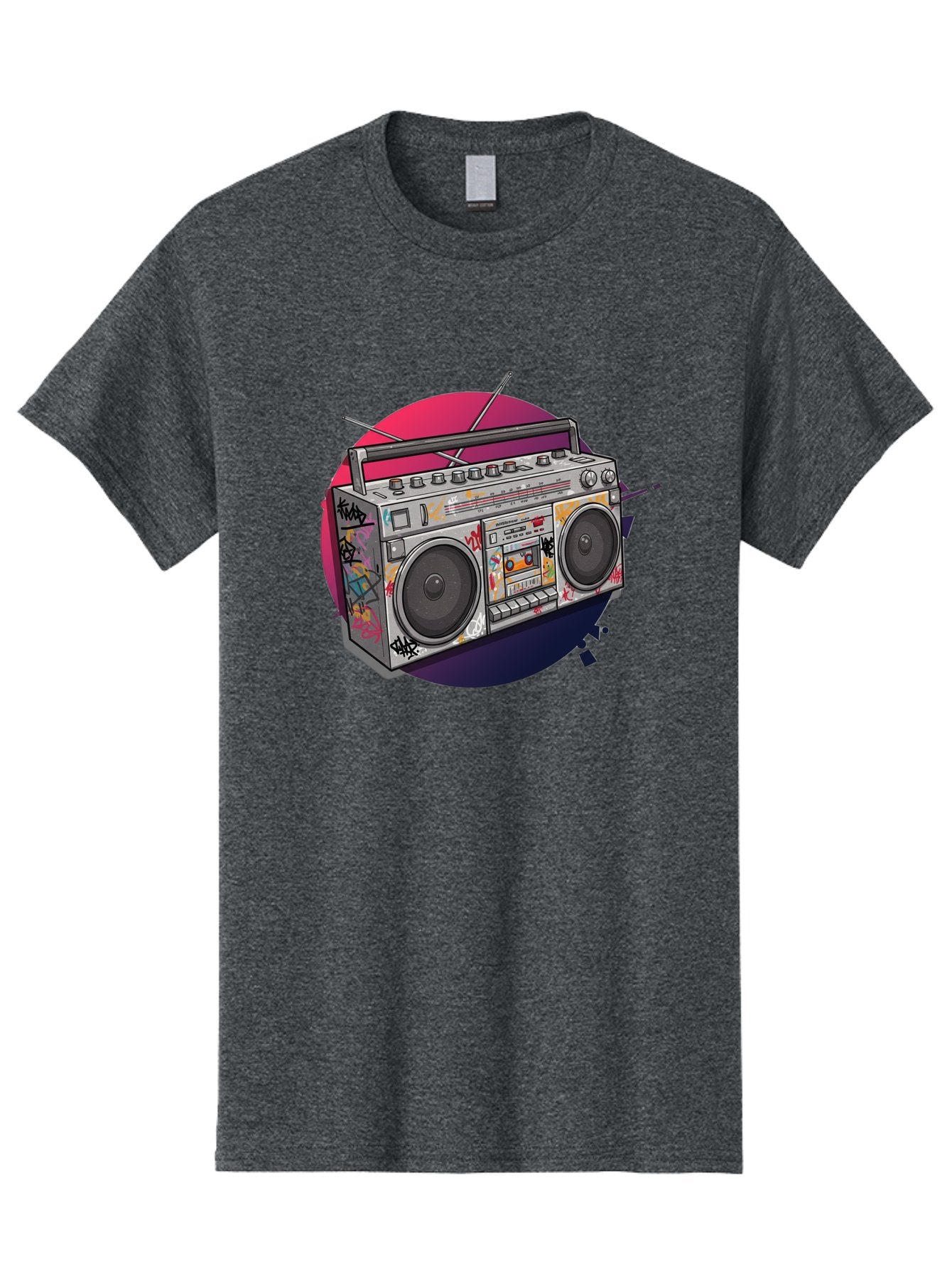 Boombox Men'S Graphic Tee, 100% Cotton, Comfortable Casual Summer Wear, Machine Washable, Vintage Boombox, Retro Music Player, Graffiti Art, Cassette Tape, 80S Nostalgia, Portable Radio, Street Style, Urban Culture Bac679 10