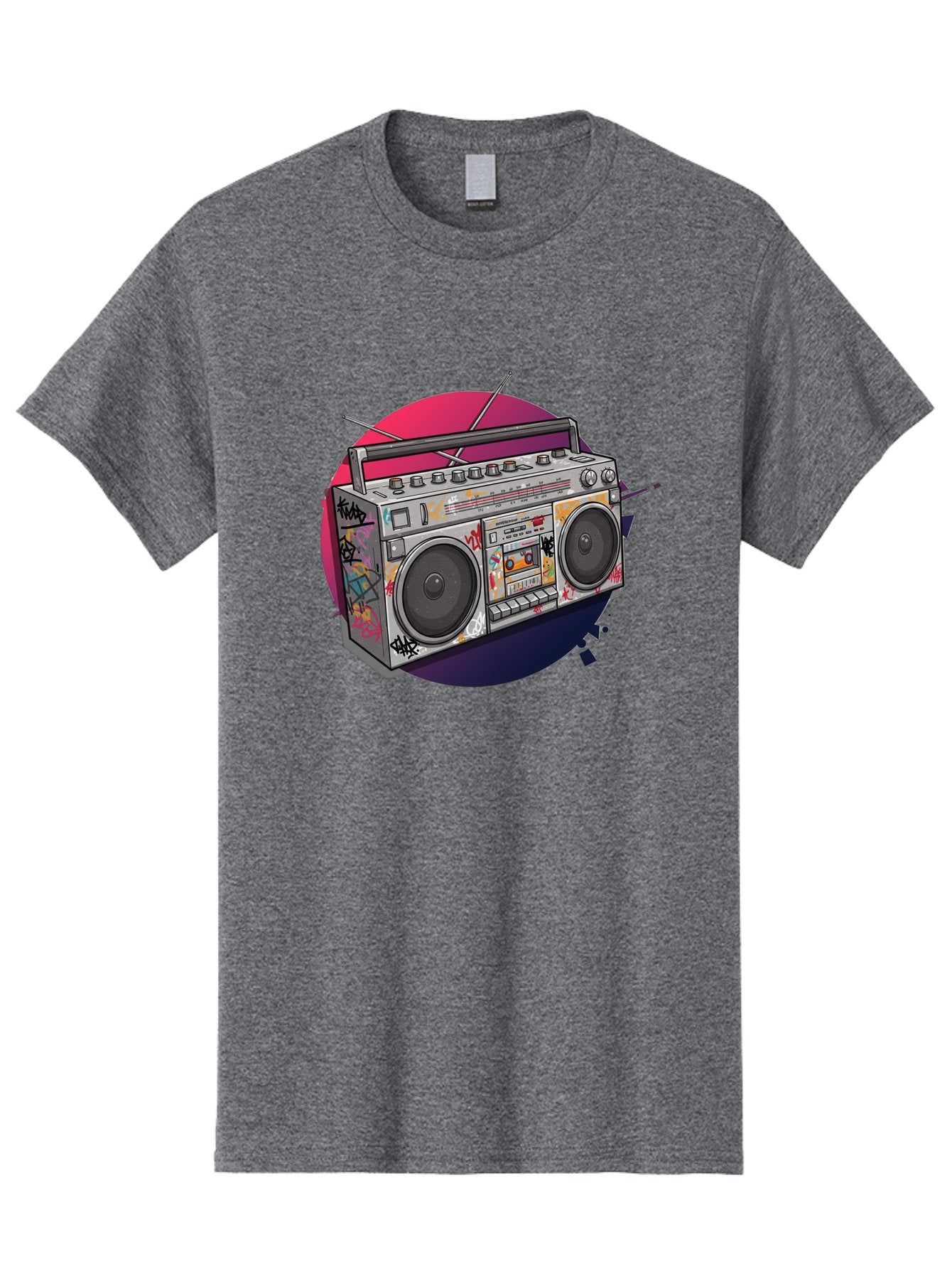 Boombox Men'S Graphic Tee, 100% Cotton, Comfortable Casual Summer Wear, Machine Washable, Vintage Boombox, Retro Music Player, Graffiti Art, Cassette Tape, 80S Nostalgia, Portable Radio, Street Style, Urban Culture Bac679