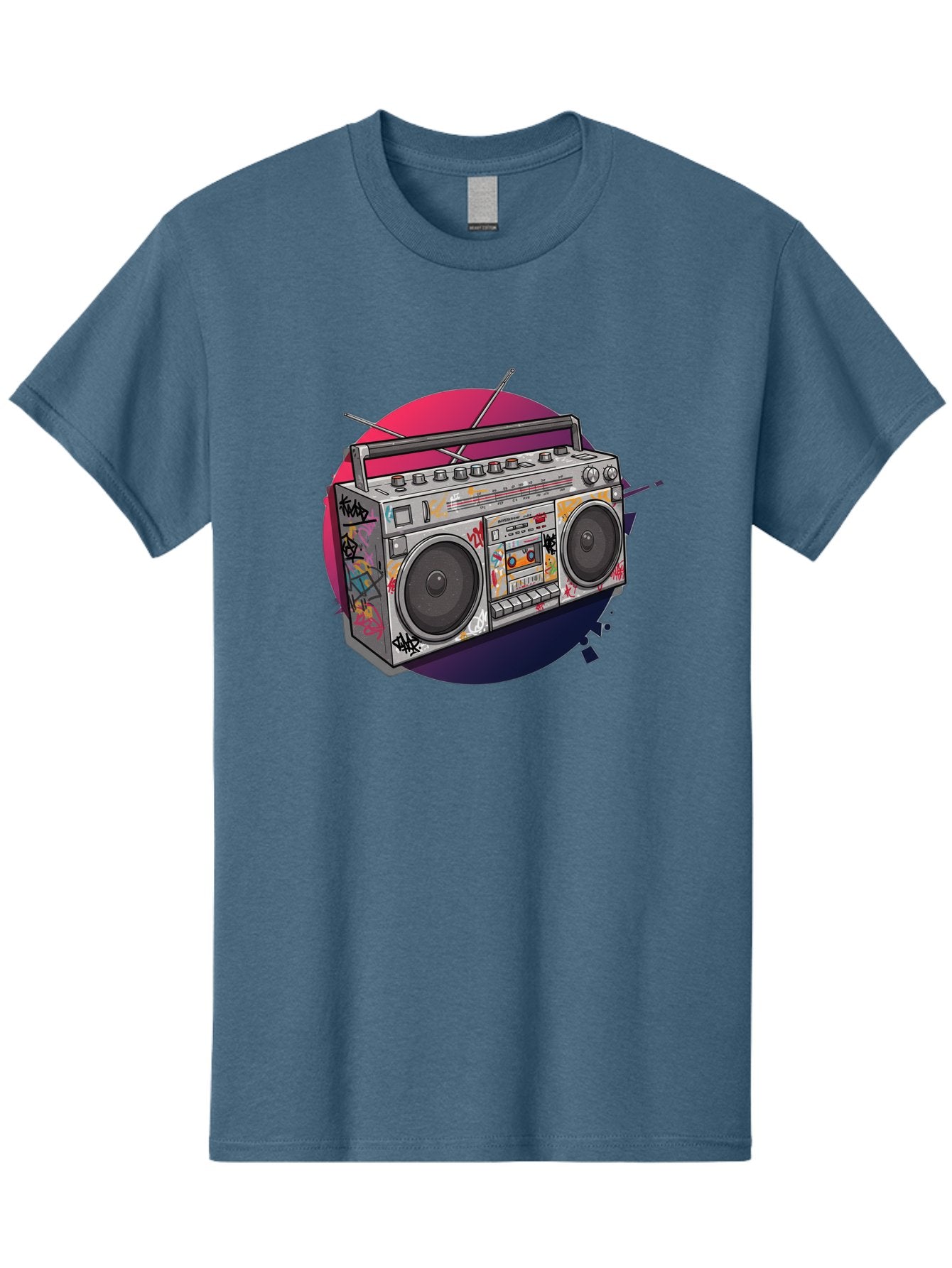Boombox Men'S Graphic Tee, 100% Cotton, Comfortable Casual Summer Wear, Machine Washable, Vintage Boombox, Retro Music Player, Graffiti Art, Cassette Tape, 80S Nostalgia, Portable Radio, Street Style, Urban Culture Bac679