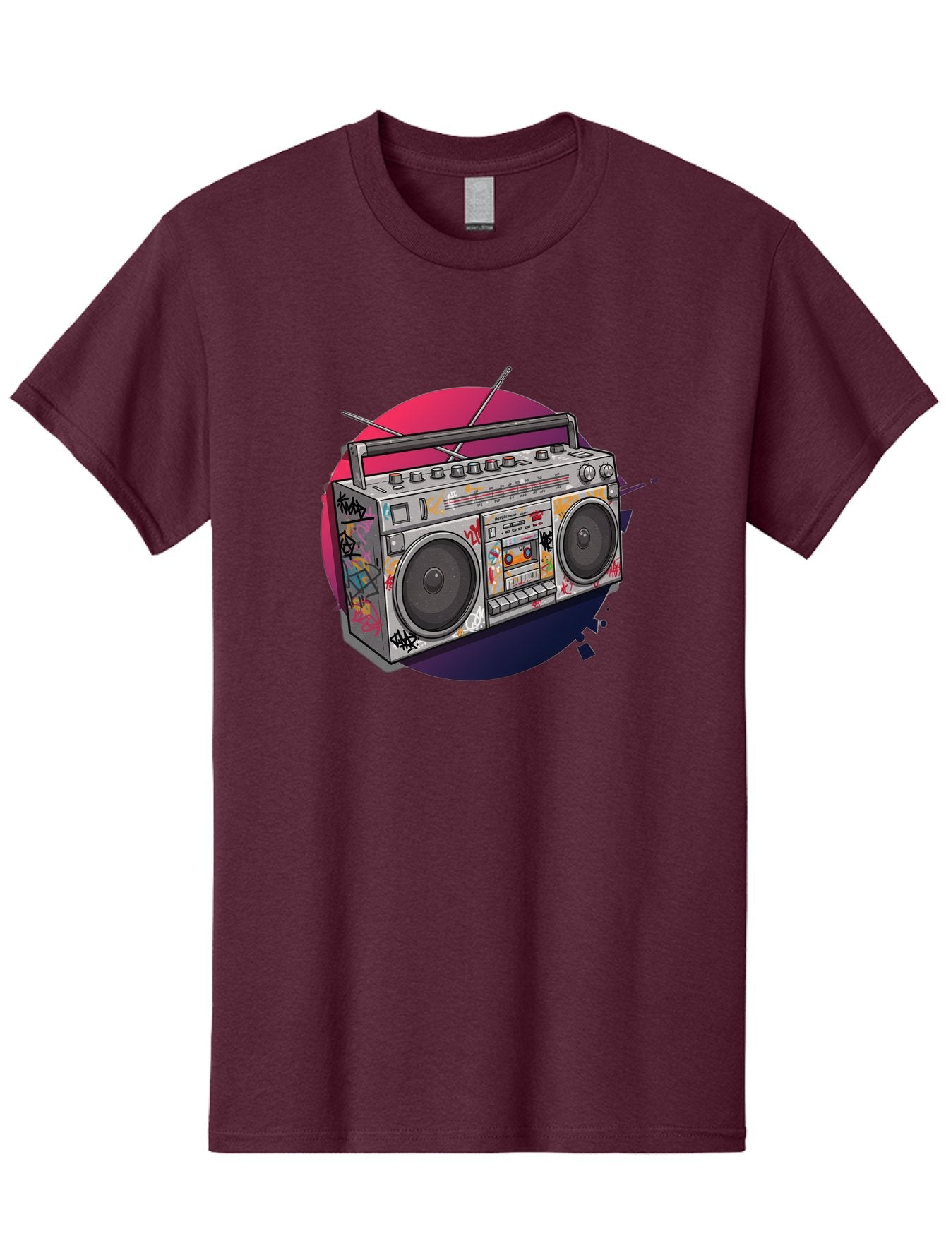 Boombox Men'S Graphic Tee, 100% Cotton, Comfortable Casual Summer Wear, Machine Washable, Vintage Boombox, Retro Music Player, Graffiti Art, Cassette Tape, 80S Nostalgia, Portable Radio, Street Style, Urban Culture Bac679 14